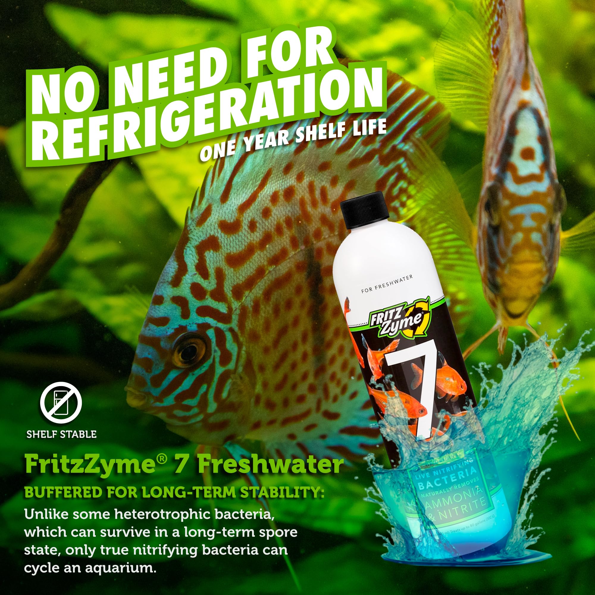 Fritz Aquatics Fritzzyme 7 Live Nitrifying Bacteria Naturally Removes Amonia & Nitrite For Freshwater Fish (16-Ounce)