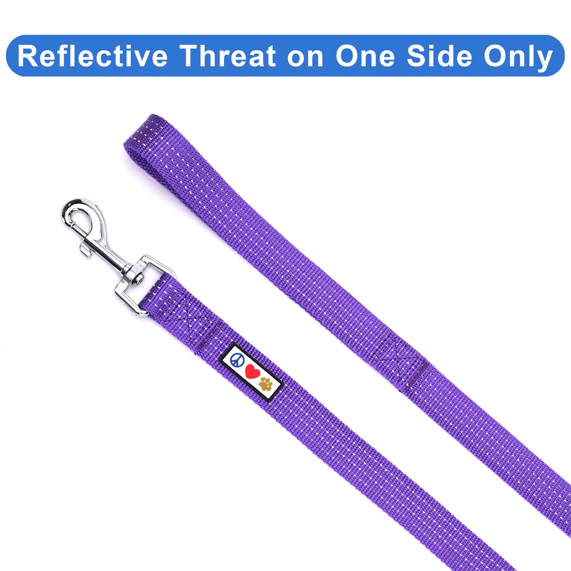Pawtitas 6 FT Comfortable Dog Leash - Reflective Handle, Heavy Duty Training Leash for Puppies & Small Dogs - Purple