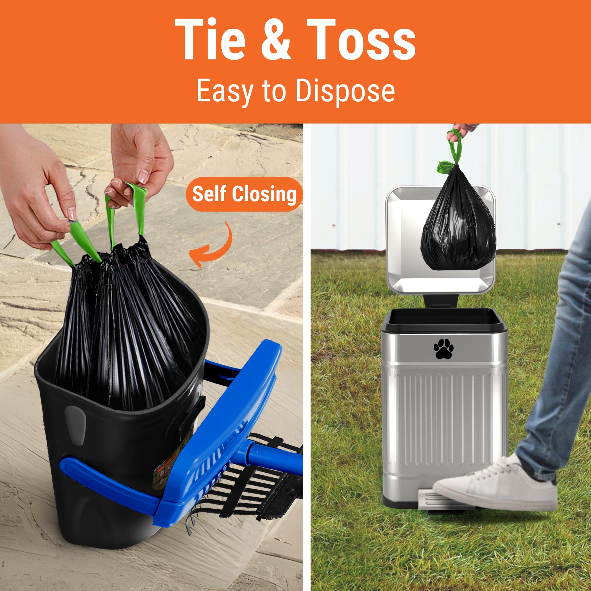 Pupzle Dog Pooper Scooper with Bag Attachment, 40 Long Handle Pooper Scooper for Large Dogs, Dog Poop Scoop for Yard, Large Capa