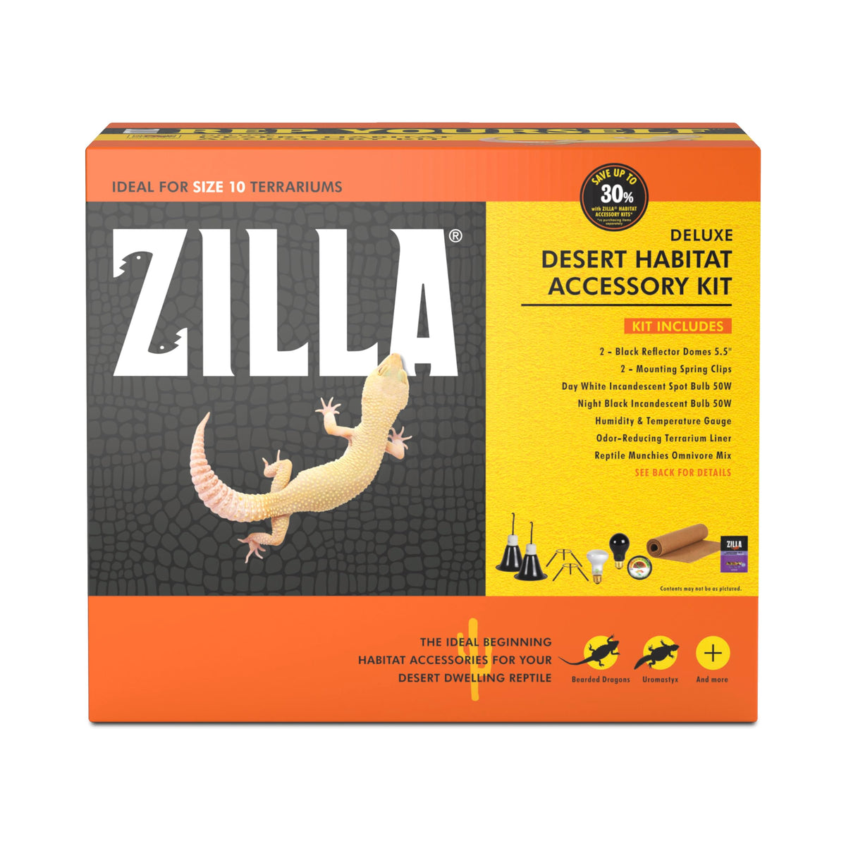 Zilla Desert Habitat Accessory Kit, Starter Kit for Reptiles, Easy Start for Desert-Dwelling Reptiles, Includes Lighting, Beddin