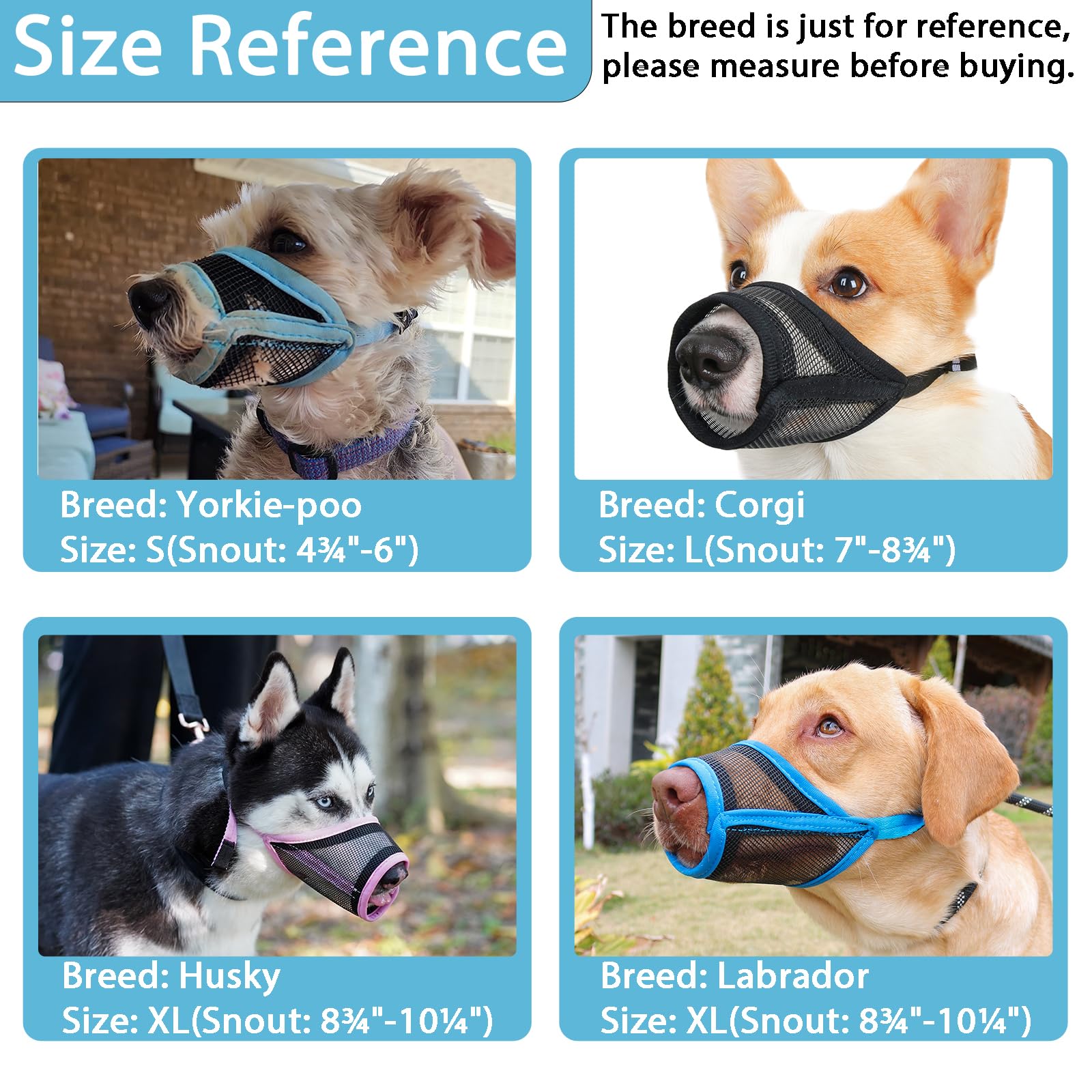 Luckypaw Dog Muzzle, Mesh Muzzle For Large Medium Dogs, Soft Mouth Cover To Prevent Biting Chewing, Drinkable Breathable Adjusta