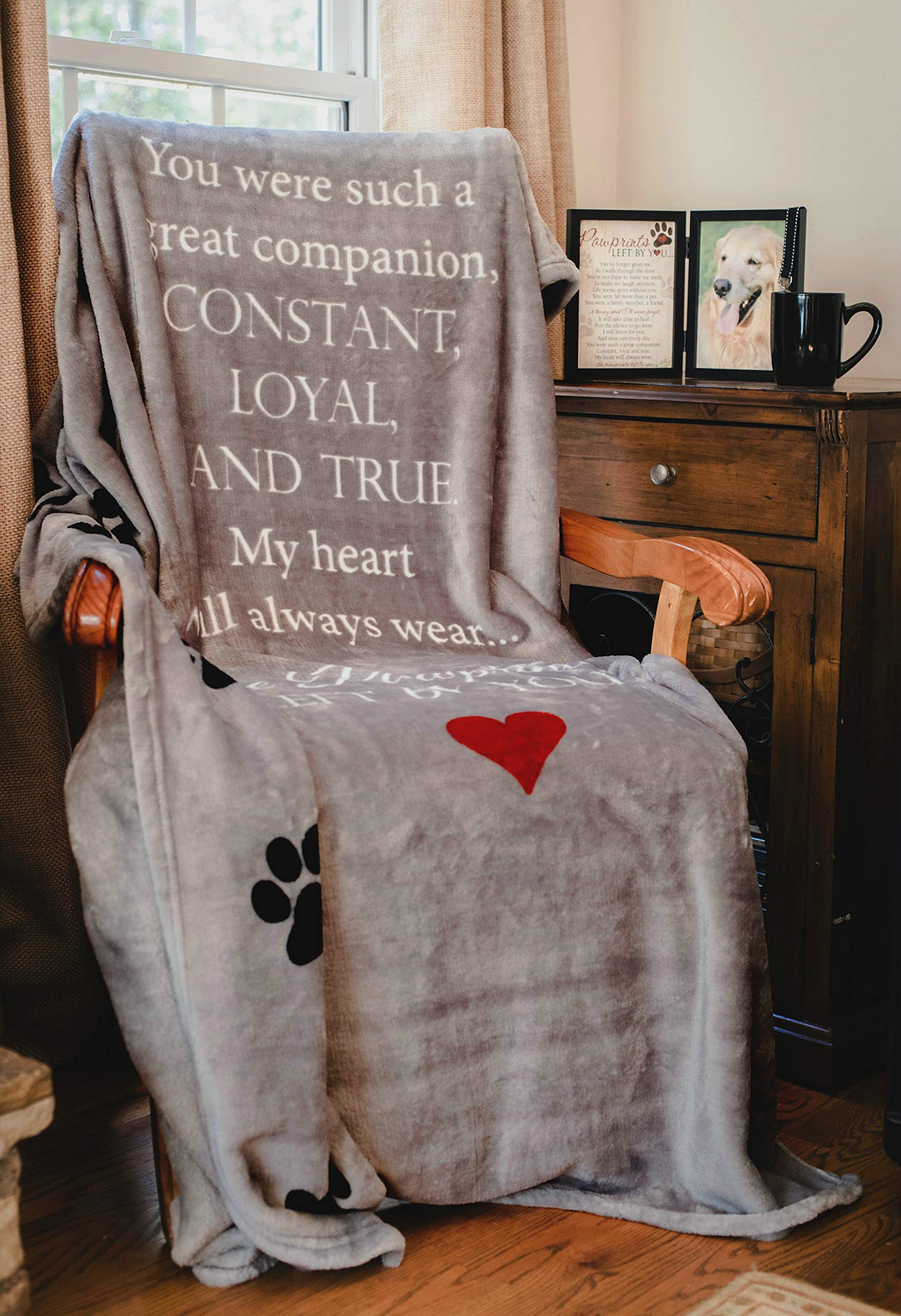 Pawprints Left By You Pet Memorial Blanket With Heartfelt Sentiment - Comforting Pet Loss/Pet Bereavement Gift