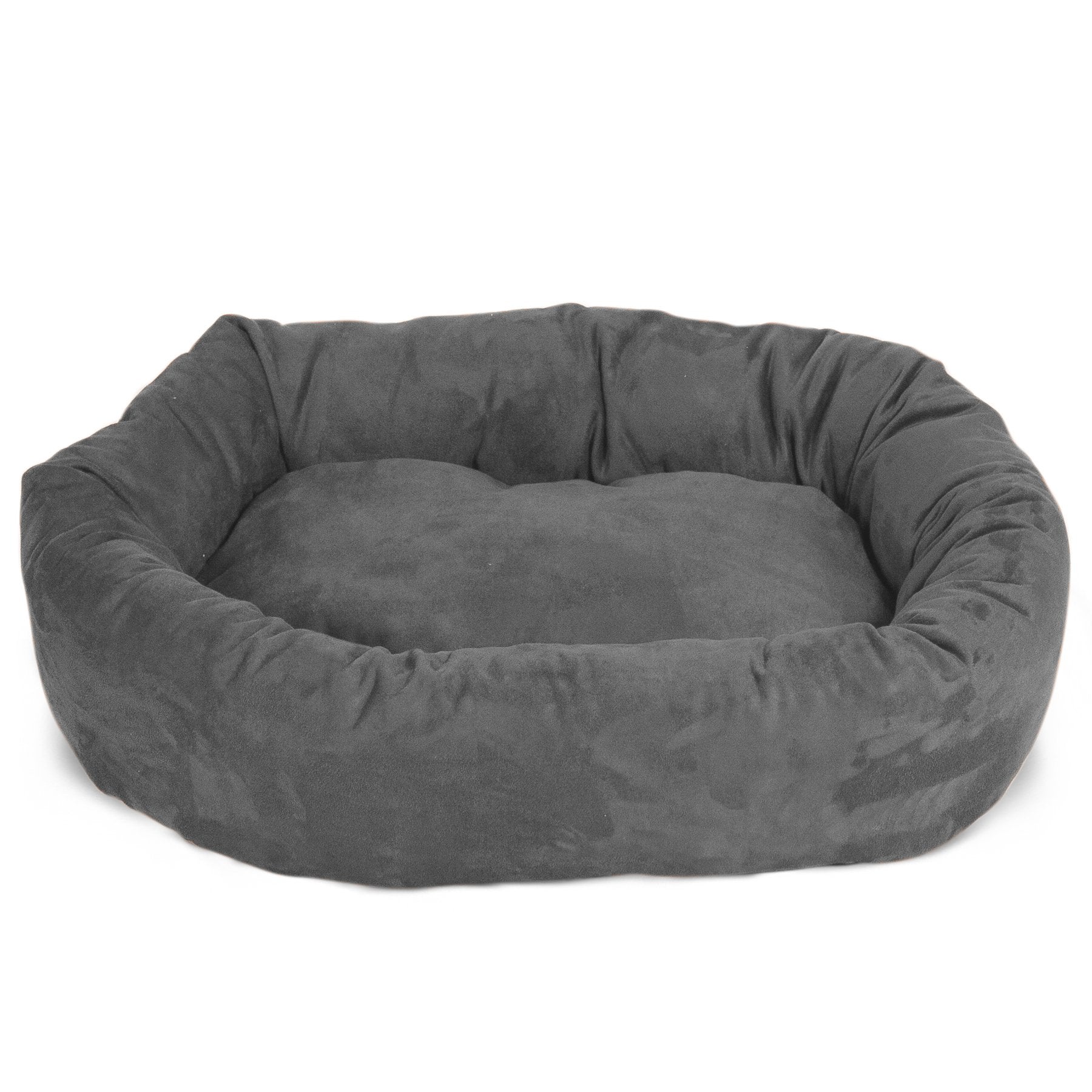 Majestic Pet 32 Inch Suede Calming Dog Bed Washable - Cozy Soft Round Dog Bed With Spine Support For Dogs To Rest Their Head - F