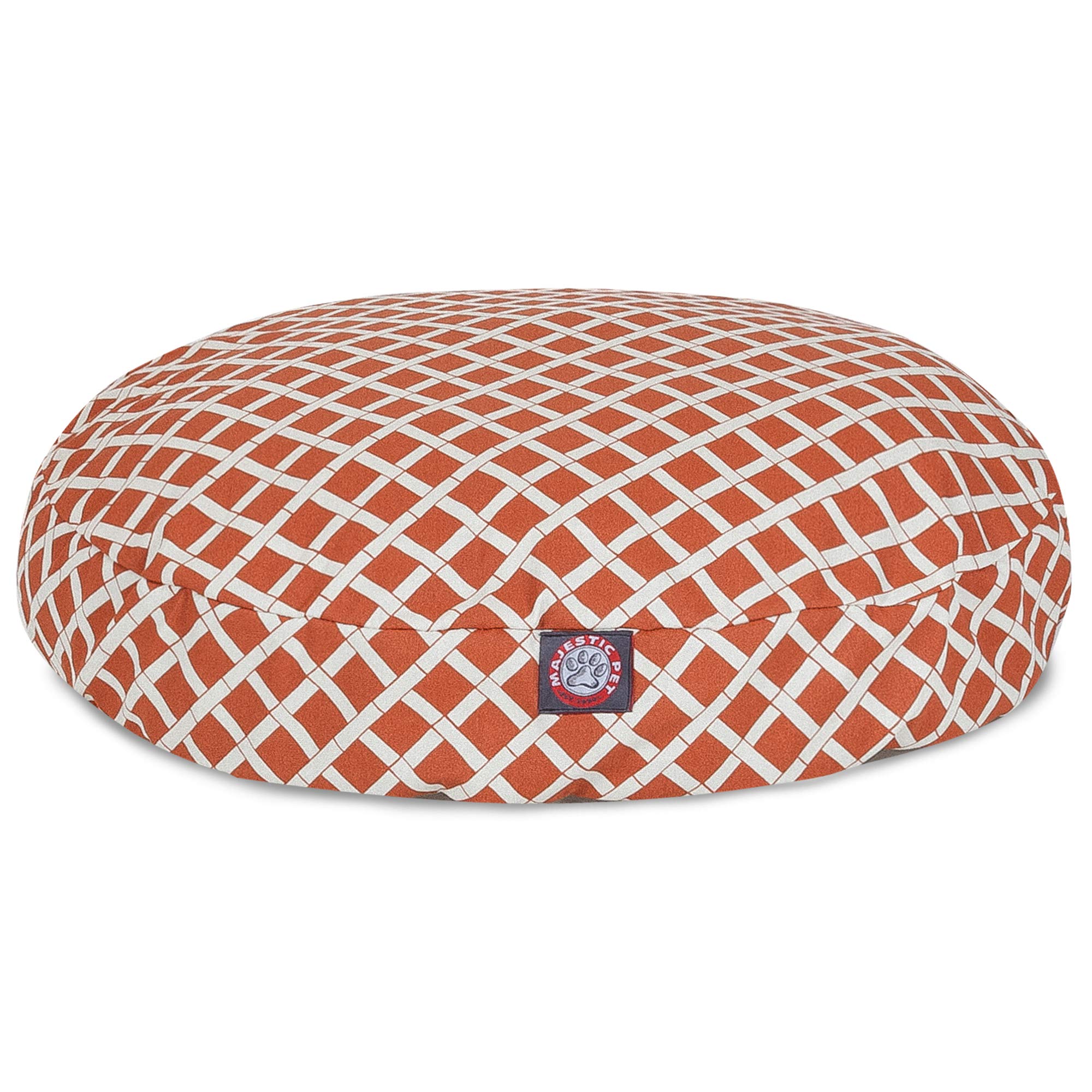 Burnt Orange Bamboo Medium Round Indoor Outdoor Pet Dog Bed With Removable Washable Cover By Majestic Pet Products