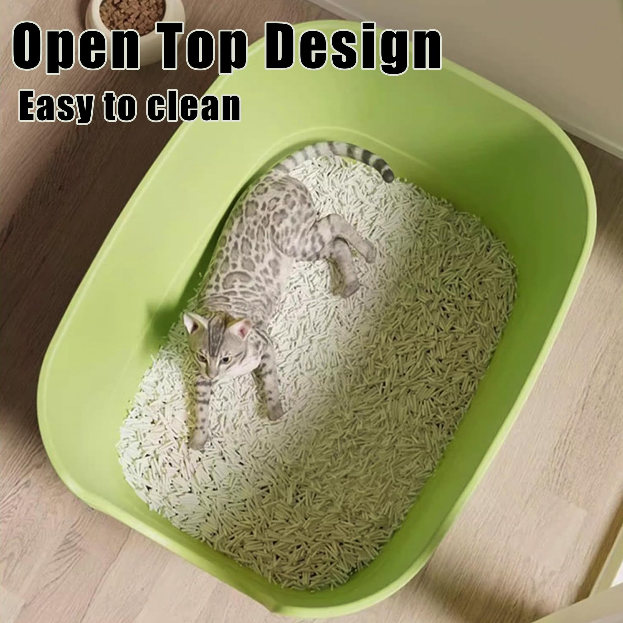Gefryco Jumbo Cat Litter Box - X-Large Green High Wall Anti-Splashing Design, Tool-Free Assembly for Multi Cats