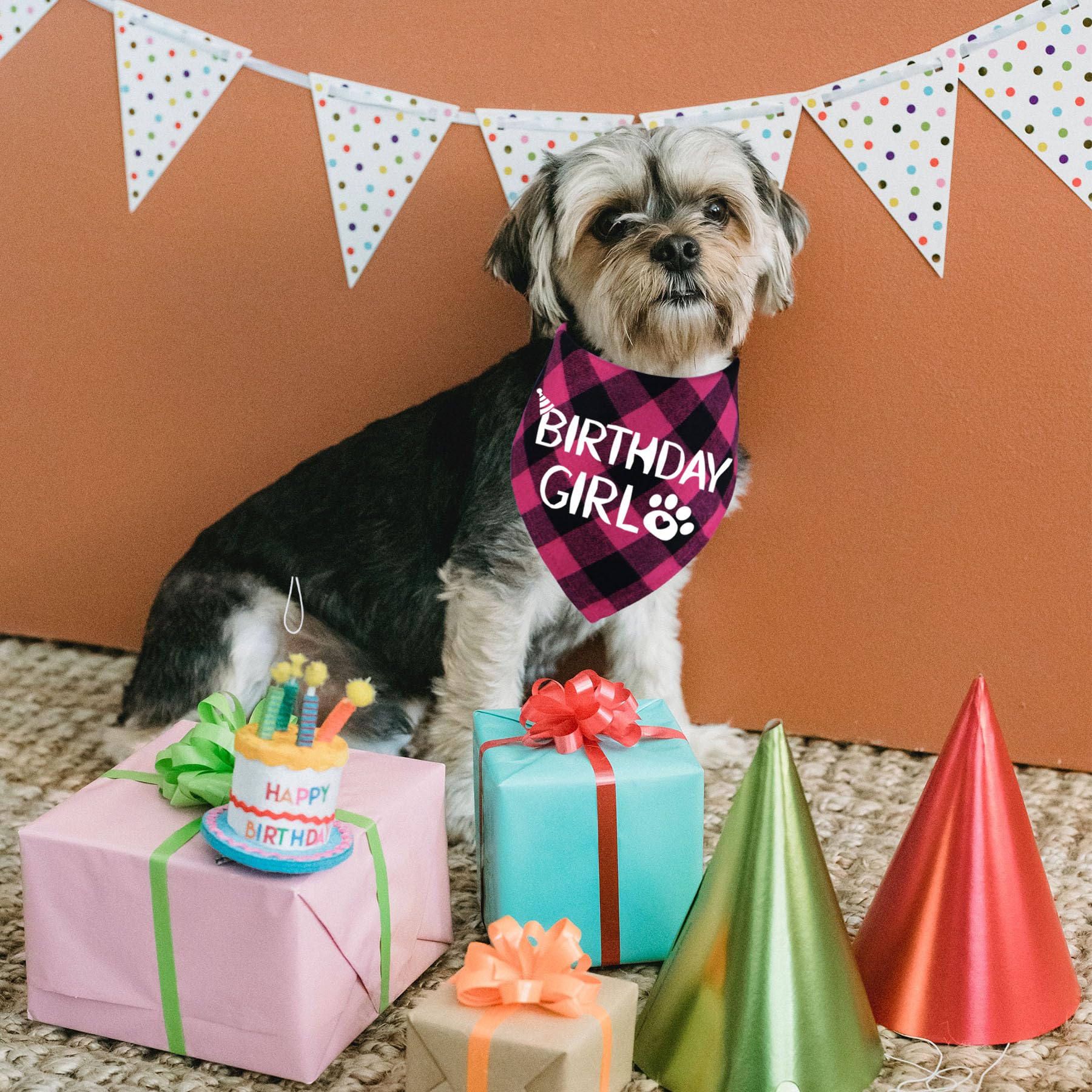 Stmk Dog Birthday Bandana, Multi Sizes Dog Birthday Girl Bandana For Small Medium Large Dogs Pets (Small, Pink)