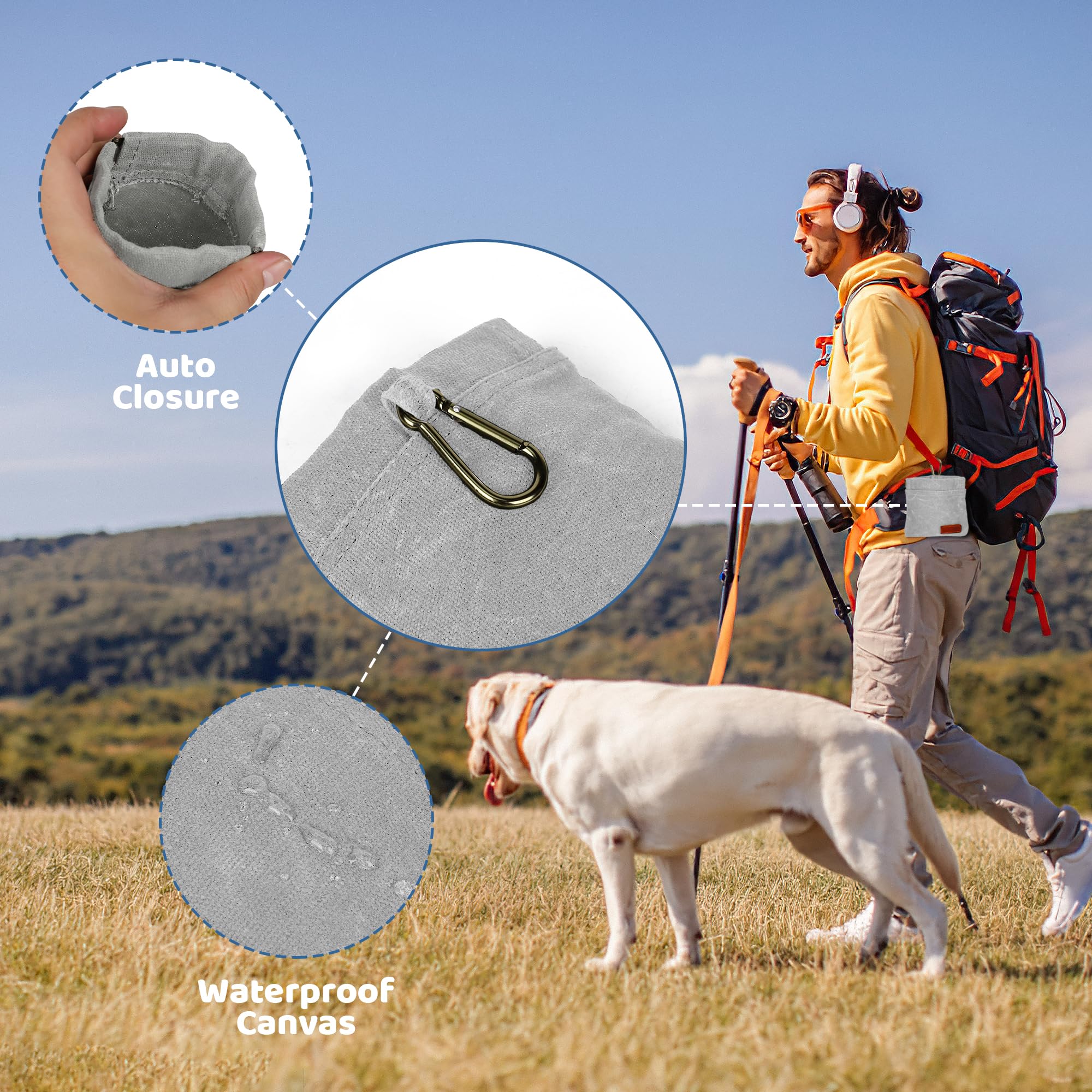 cambk Dog Treat Pouch Training Kit with Clicker, Small Puppy Treat Bag with Clip, Hands Free Auto Closure Pouches with Dog Click