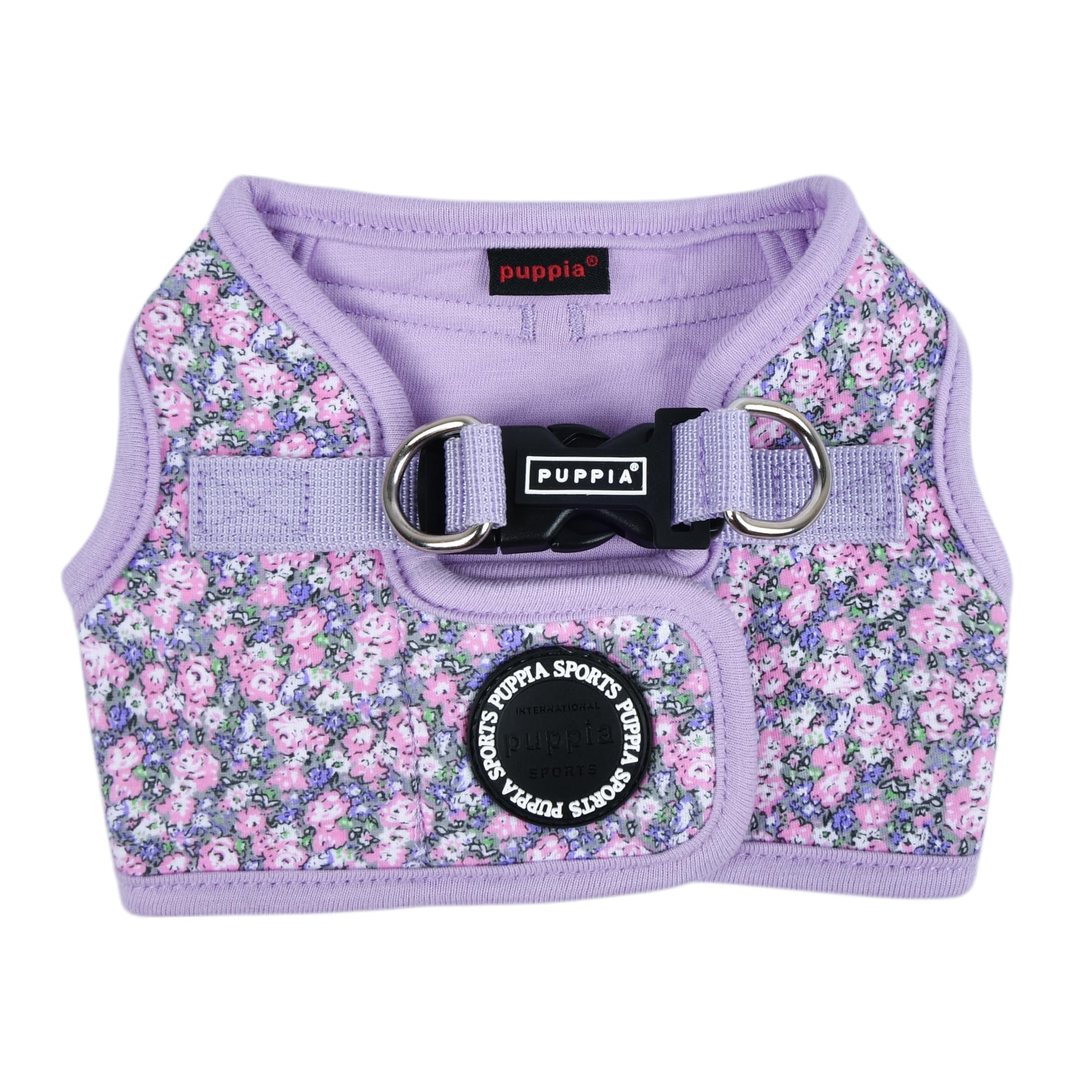 Puppia Kealoha Dog Vest Harness B (Step-In) Fashionable Flower Pattern Spring Summer Harness For Small And Medium Dogs, Violet, 