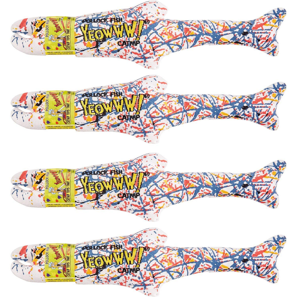 Yeowww! Catnip Pollock Fish 4 Pack | Pure Leaf & Flowertop | Cat And Kitten Toy