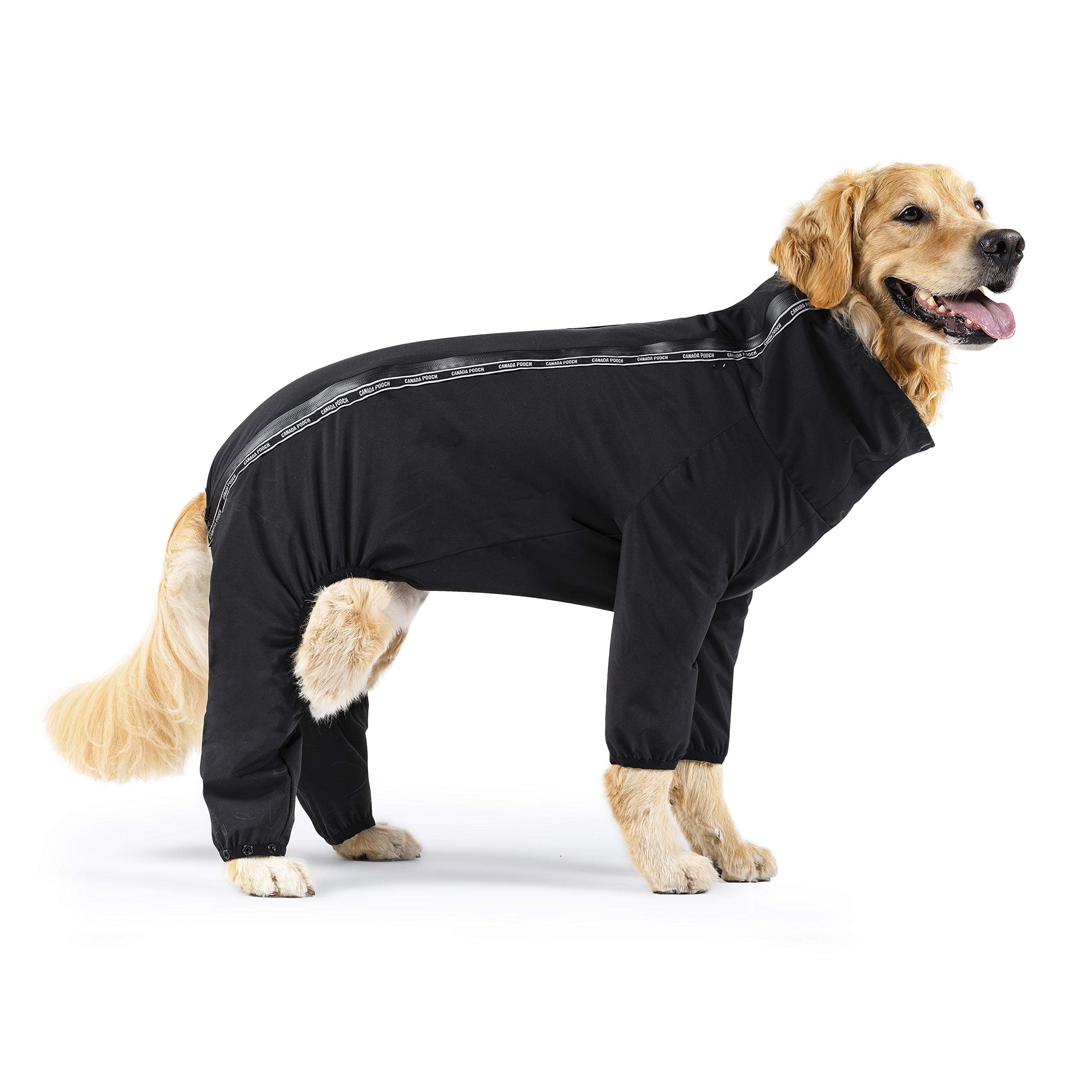 Canada Pooch Dog Slush Suit Dog Bodysuit For Rain And Snow Full Body Dog Suit Water-Resistant Dog Onesie (Black, 18 (17-19'' Bac