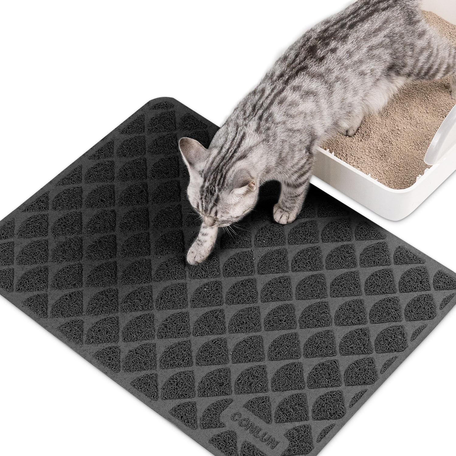 Conlun Cat Litter Mat Litter Trapping Mat, 24   X 17    Premium Durable Pvc Cat Litter Box Mat With Scatter Control, Non-Slip, L