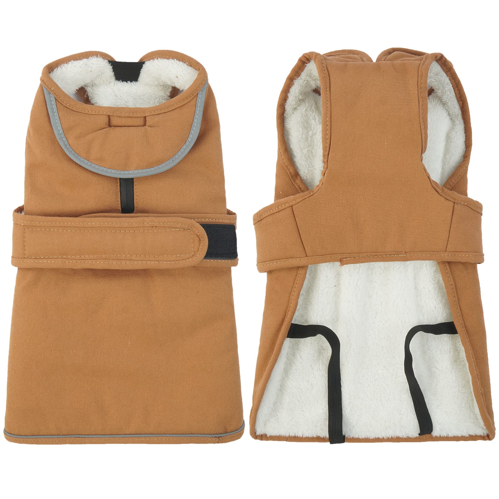 Kuoser Canvas Dog Winter Coat, Warm Dog Jacket Reflective Fleece Dog Cold Weather Coat Warm Doggie Clothes Waterproof Dog Vest W