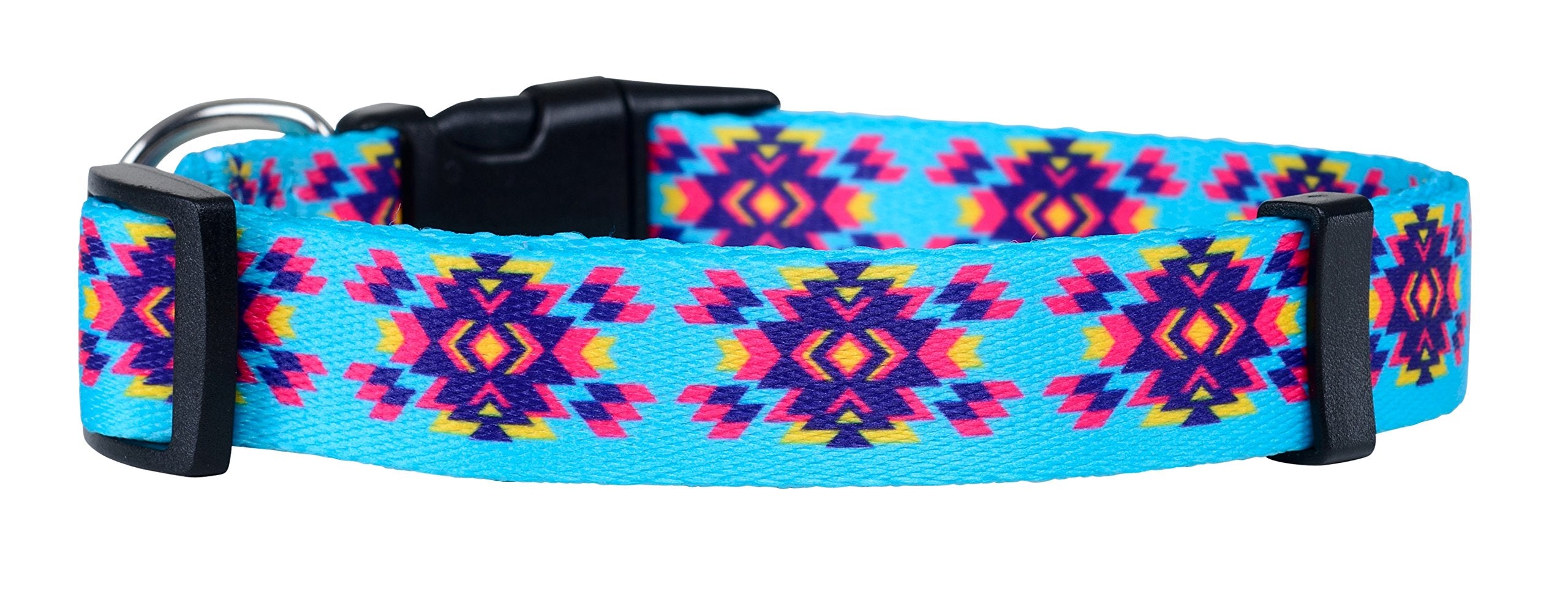 Native Pup Western Dog Collar, Cute Designer Aztec Tribal Pattern, Male Female (Small, Turquoise)