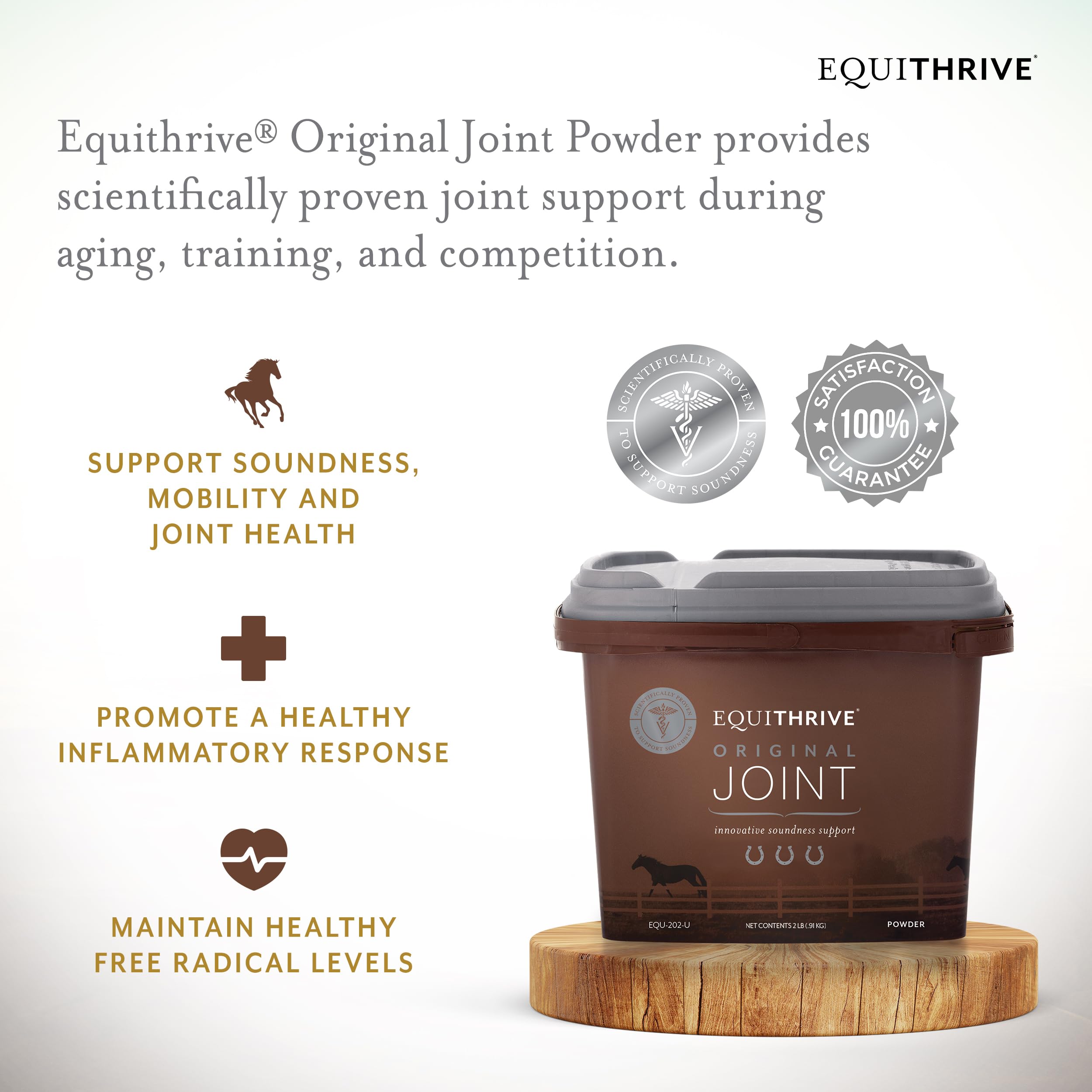 Equithrive Original Joint Supplement Powder with Resveratrol and Hyaluronic Acid for Horses, Equine Care, 2 lbs