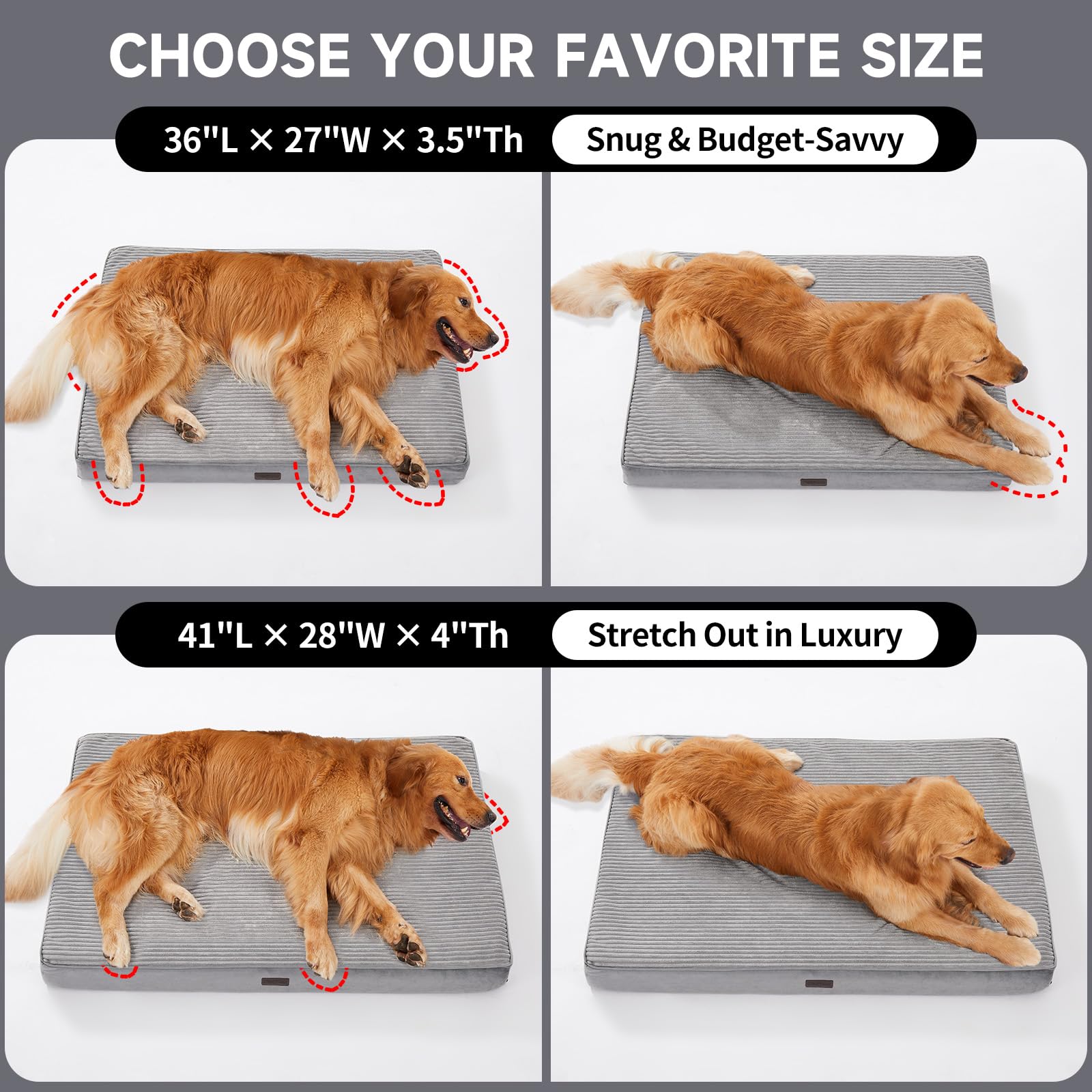 Ohgeni Orthopedic Waterproof & Machine Washable Dog Bed For Large Pets, Suitable For Crates, 25D Egg Crate Foam, Non-Slip Bottom