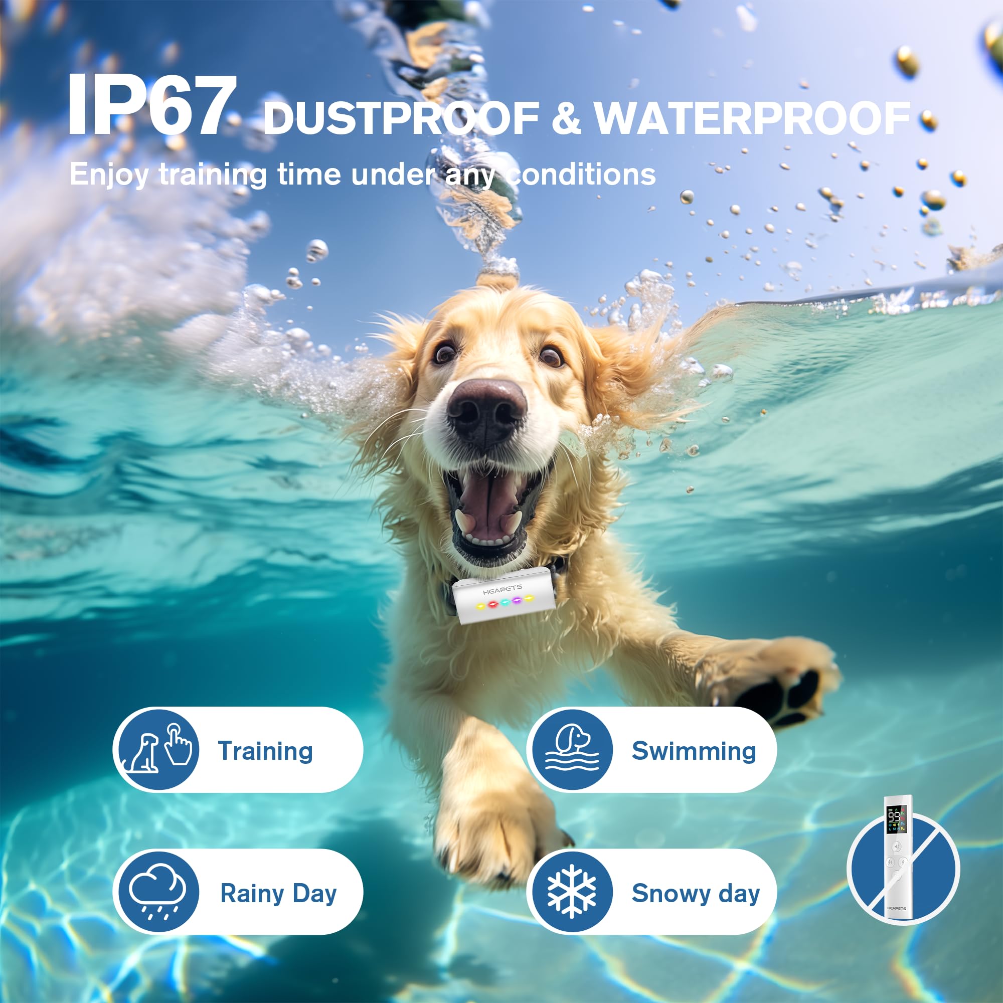 Dog Training Collar With Remote Control, 1600Ft Electric Collars For Dogs 8-120 Lbs, Ip67 Waterproof Collar With Safe Static, Be