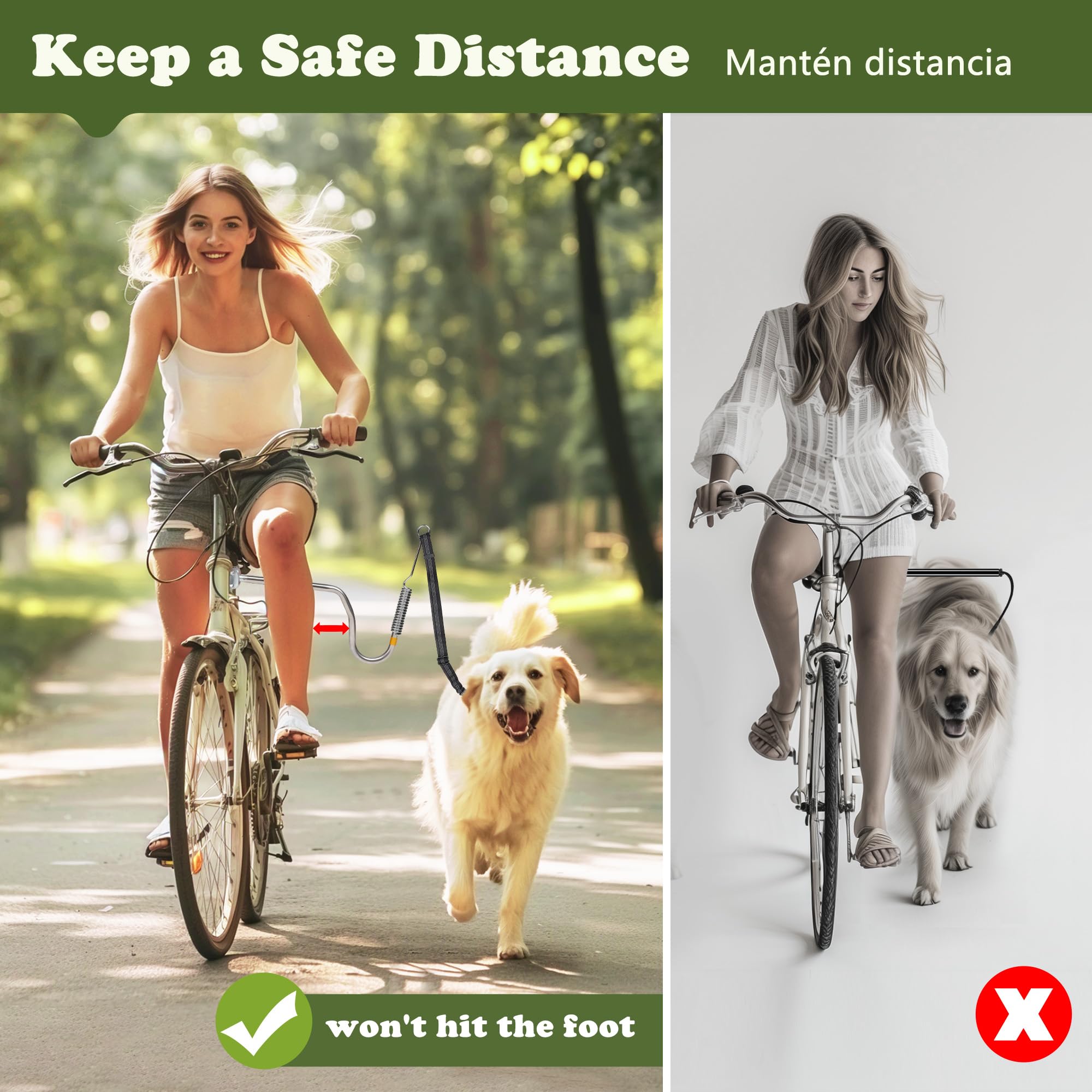 Ipetba Heavy Duty Dog Bike Leash Attachment Hands Free Dog Bicycle Leash For Riding Exercising Cycling