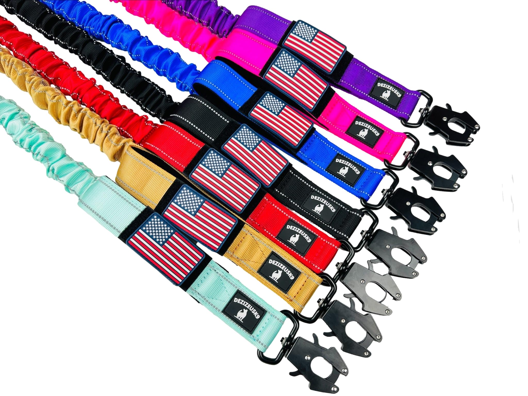 Heavy Duty Bungee Dog Leash - Shock Absorbing, Seat Belt Clip, Quick Release Frog Clasp, Double Padded Handles, for Large and Me