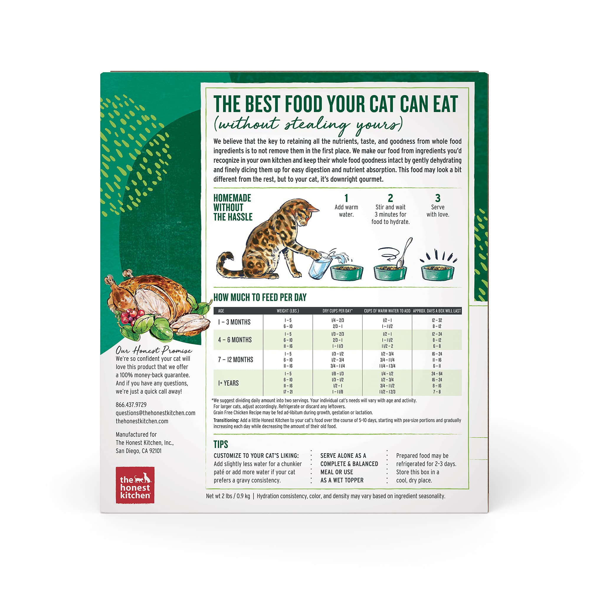 The Honest Kitchen Dehydrated Grain Free Chicken Cat Food, 2 lb Box