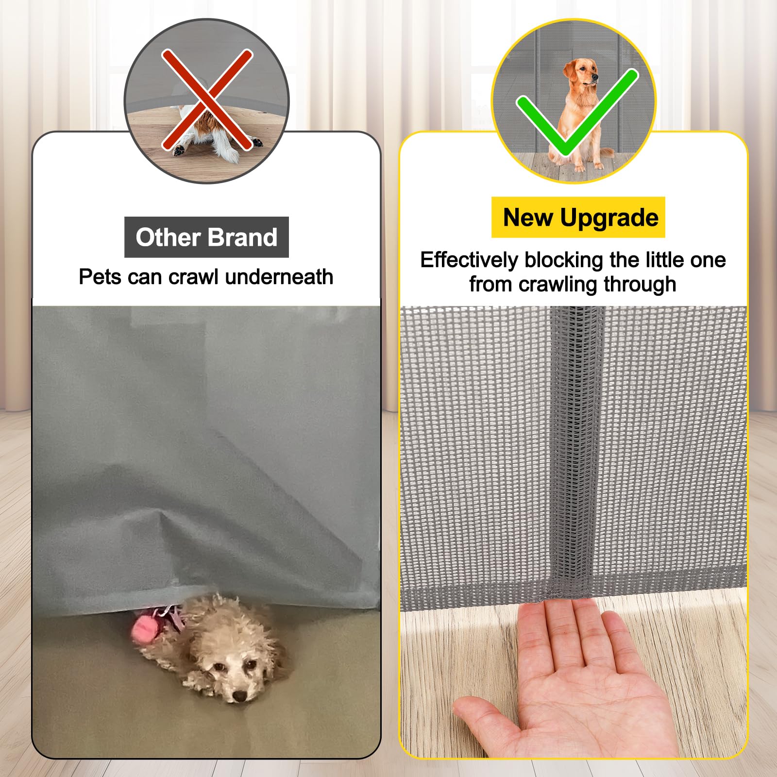 Reinforced 42    Extra Tall Pet Gate for Doorways, Extends up to 60    Wide, Extra Tall Retractable Baby Gates with Rods to Prev