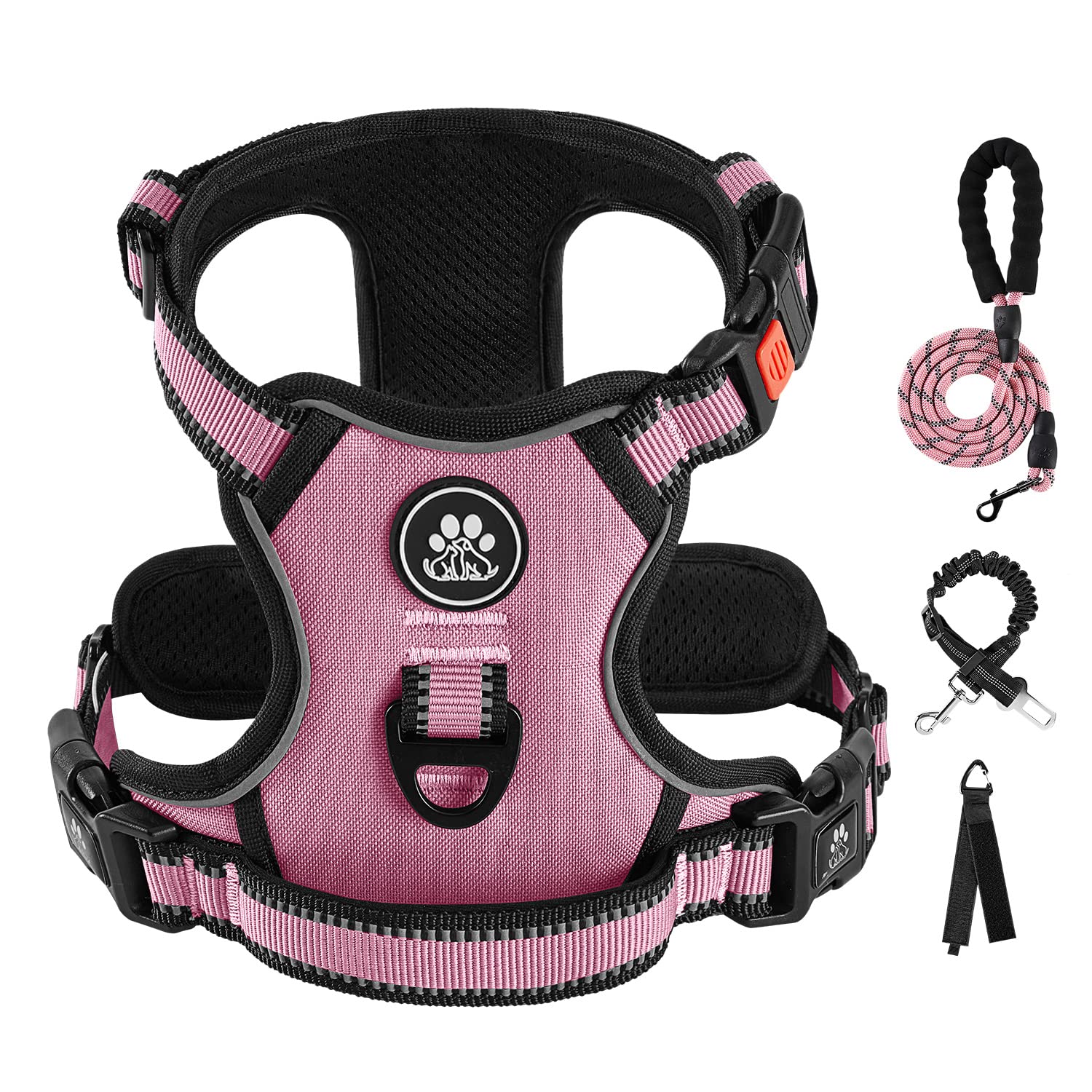 Ivy&Lane No Pull Dog Harness For Large Dogs, Reflective Dog Vest Harness With Leash, Safety Belt And Storage Strap, Fully Adjust