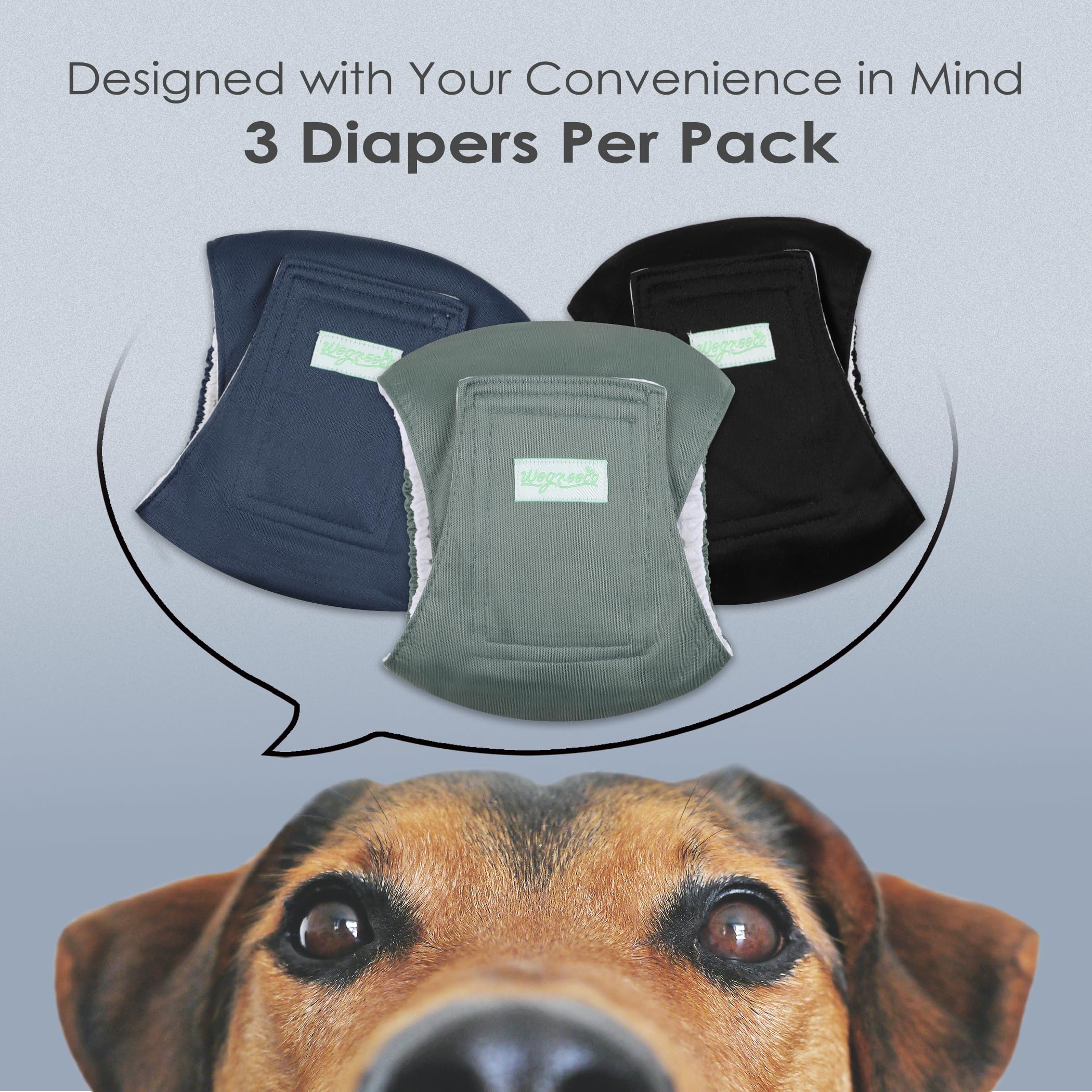 Wegreeco Washable Male Dog Belly Band (Stylish Pattern)- Pack Of 3 - Washable Male Dog Belly Wrap, Dog Diapers Male (Blue, Green, Black, X-Small)
