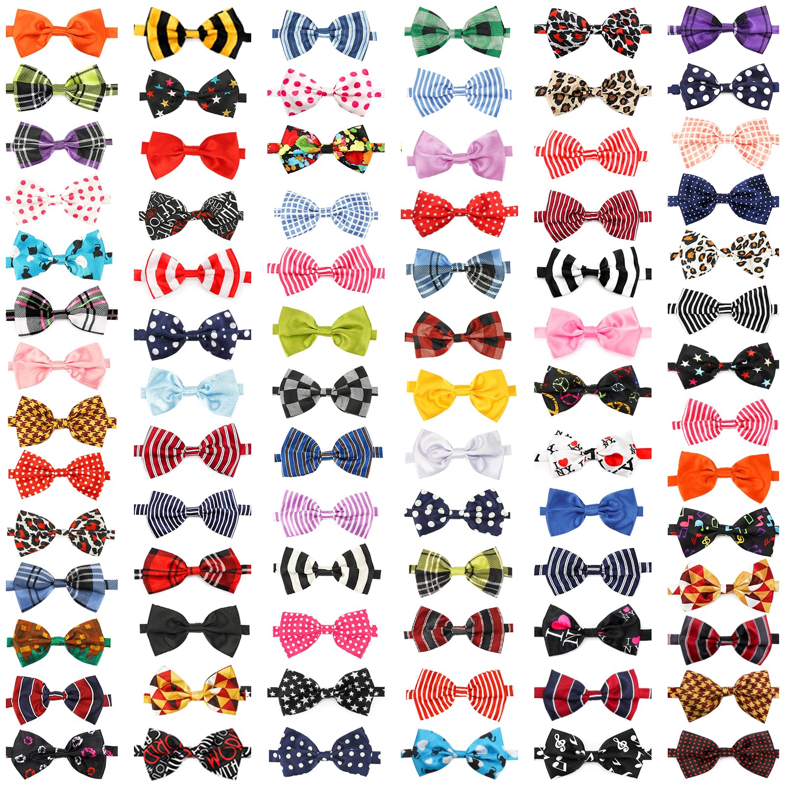 Segarty Bow Ties For Dogs, 80 Pack Dog Bowtie Collar, Adjustable Small Medium Pet Bowties Large Puppy Neck Bows Bulk Assorted Pe