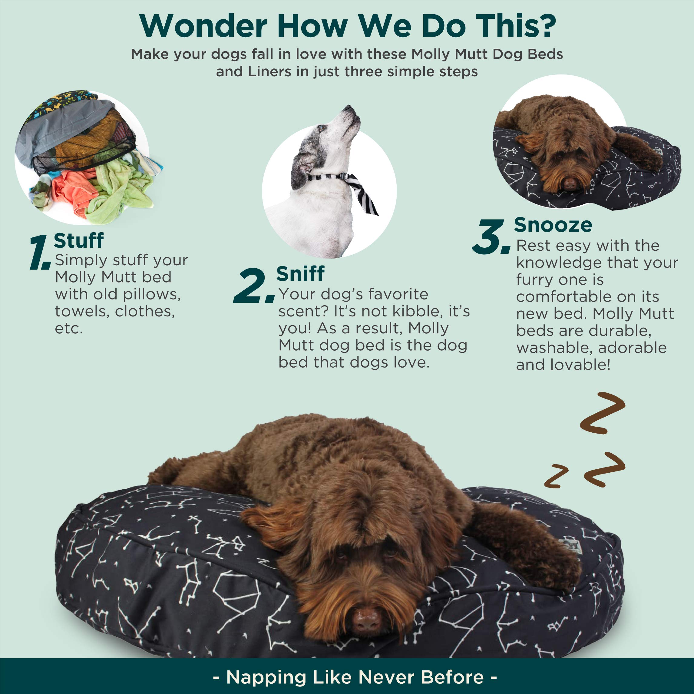 Molly Mutt Medium To Large Dog Bed Cover - Rocketman Print - Measures 27”X36”X5’’ - 100% Cotton - Durable - Breathable - Sustainable - Machine Washable Dog Bed Cover