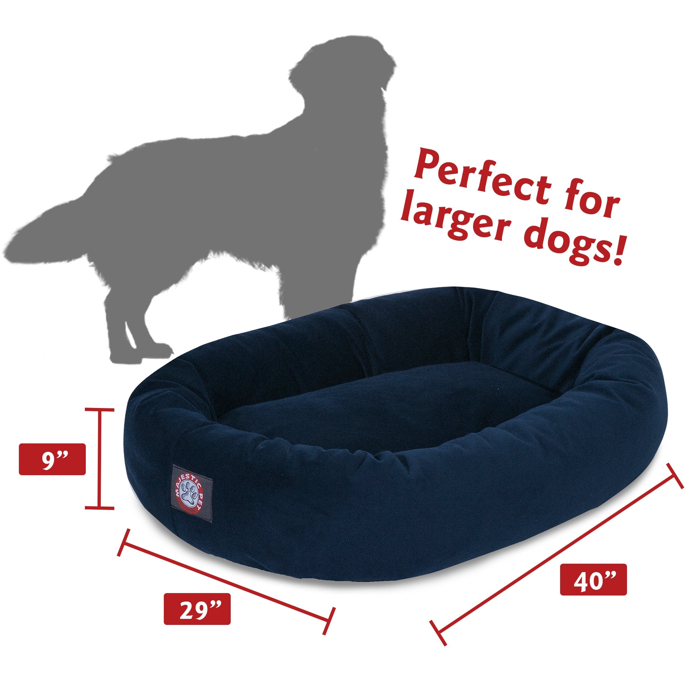 40' Navy Suede Bagel Dog Bolster Bed By Majestic Pet Products