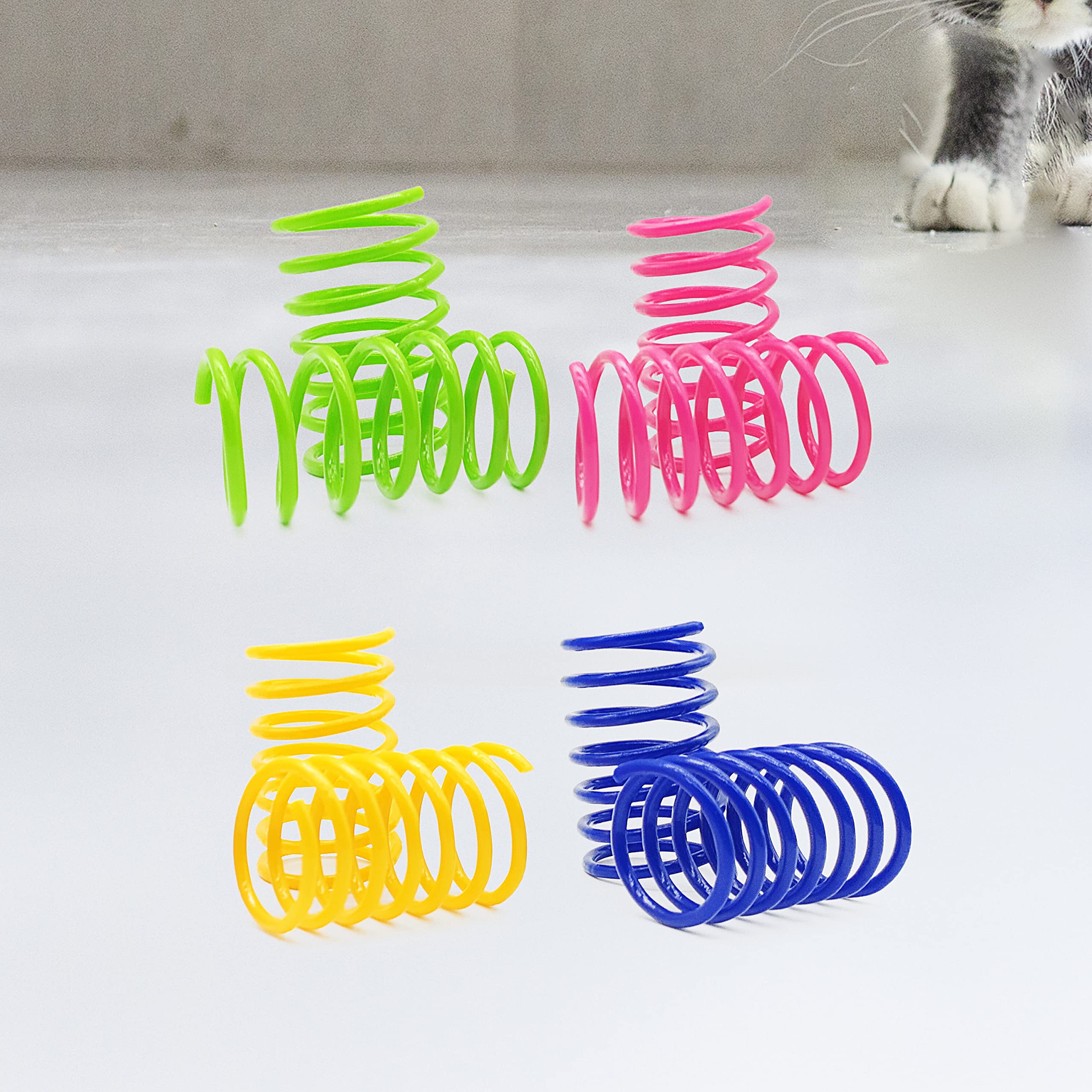 Yuloyi Cat Spring Toys 30 Packs, Plastic Colorful Springs Cat Toys For Cat Kitten Pets, Interactive Cat Toys For Indoor Cats And Kitten