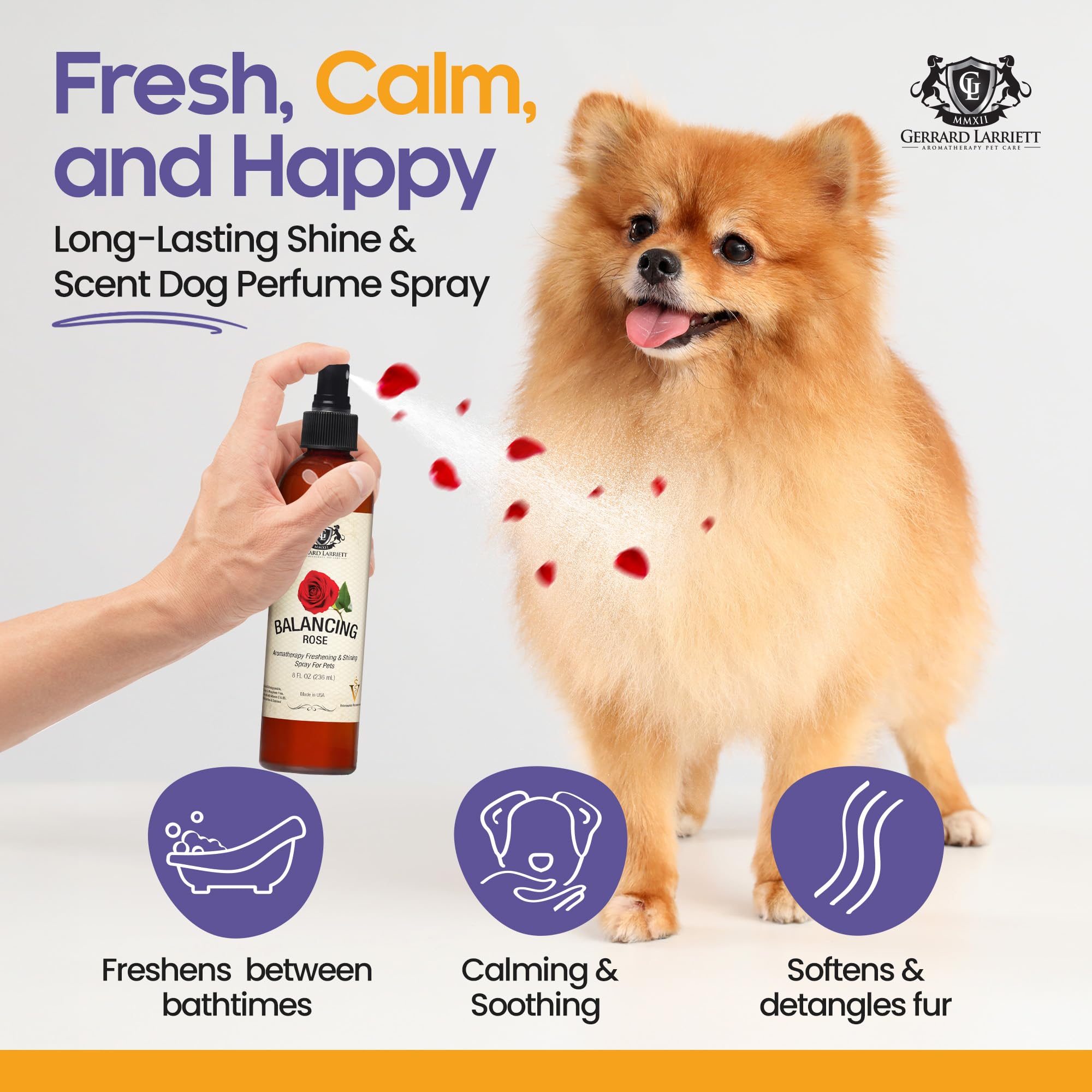 Dog Perfume Spray Long Lasting Happy Jasmine 8 Fl Oz - Dog Calming Spray Scent Mist For Shining Fur, Puppy Cologne, Doggie Deodo