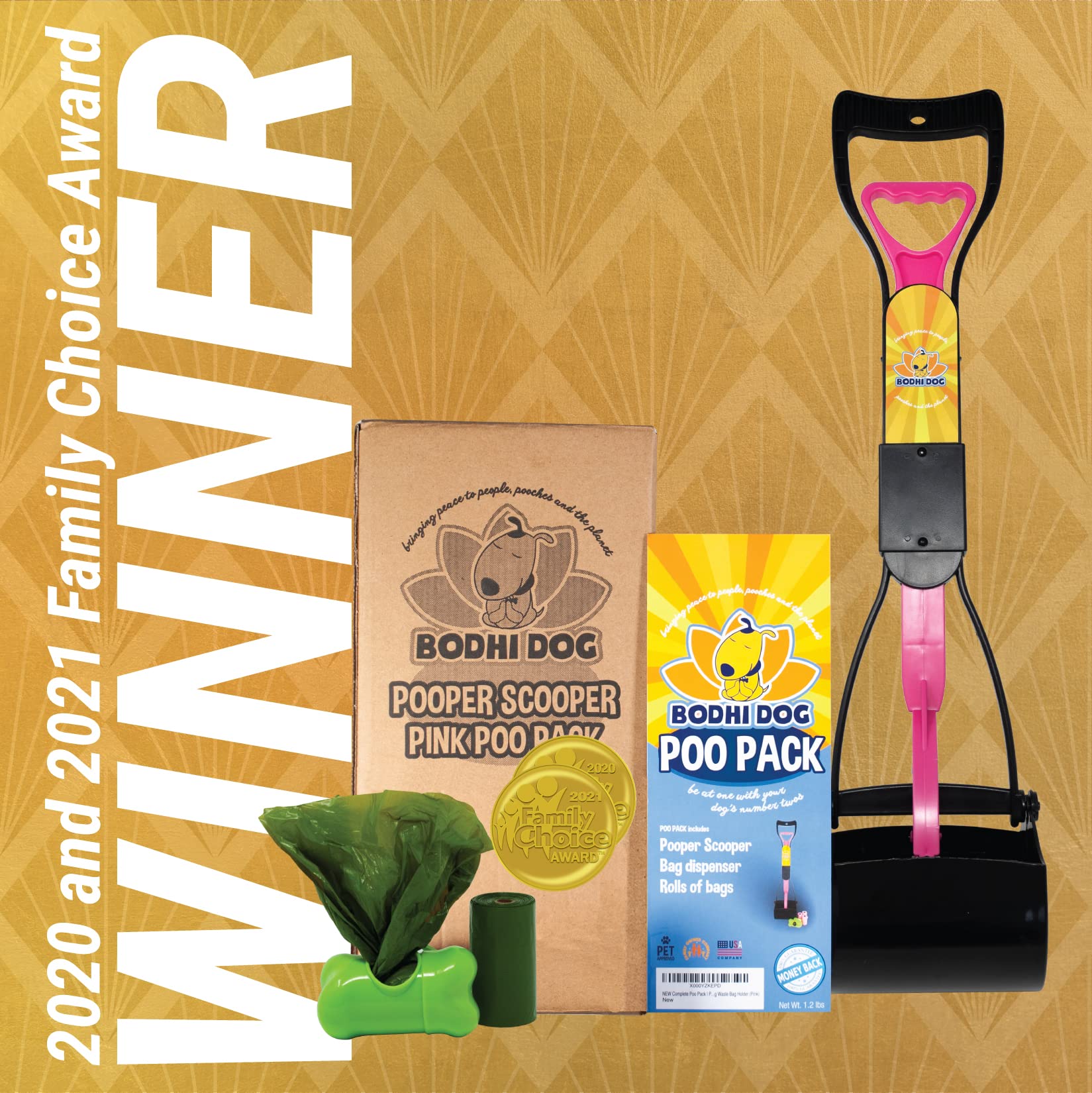 Bodhi Dog Complete Poo Pack | 24' Pooper Scooper, Poop Bags, And Pet Dog Waste Bag Holder | Perfect For Small, Medium, Large, Xl Pets - Great For Grass And Gravel