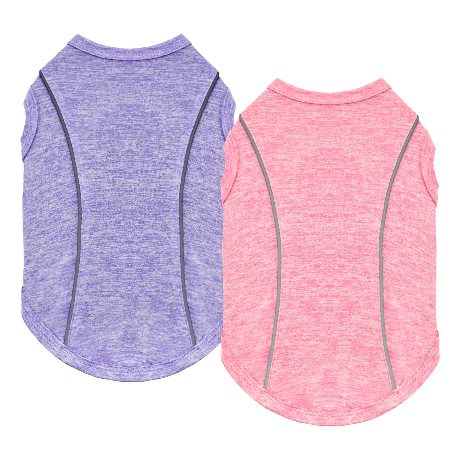 Vehomy 2 Pack Quick-Dry Summer T-Shirt For Dogs - Breathable Cooling Tank Top With Reflective Strips, Sun Protection Clothes For