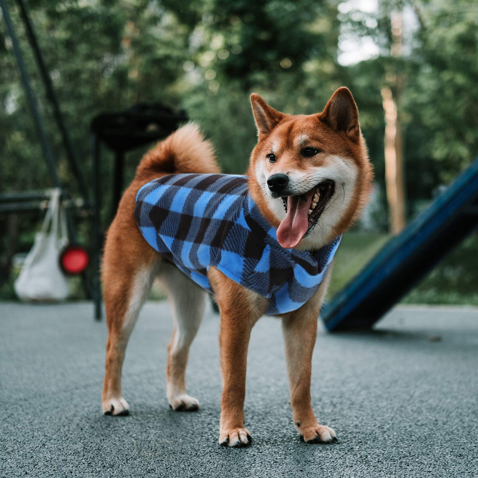 Asenku Plaid Shirt & Sweater Reversible Dog Vest - Pet Apparel For Small To Large Dogs, Blue, Xxs