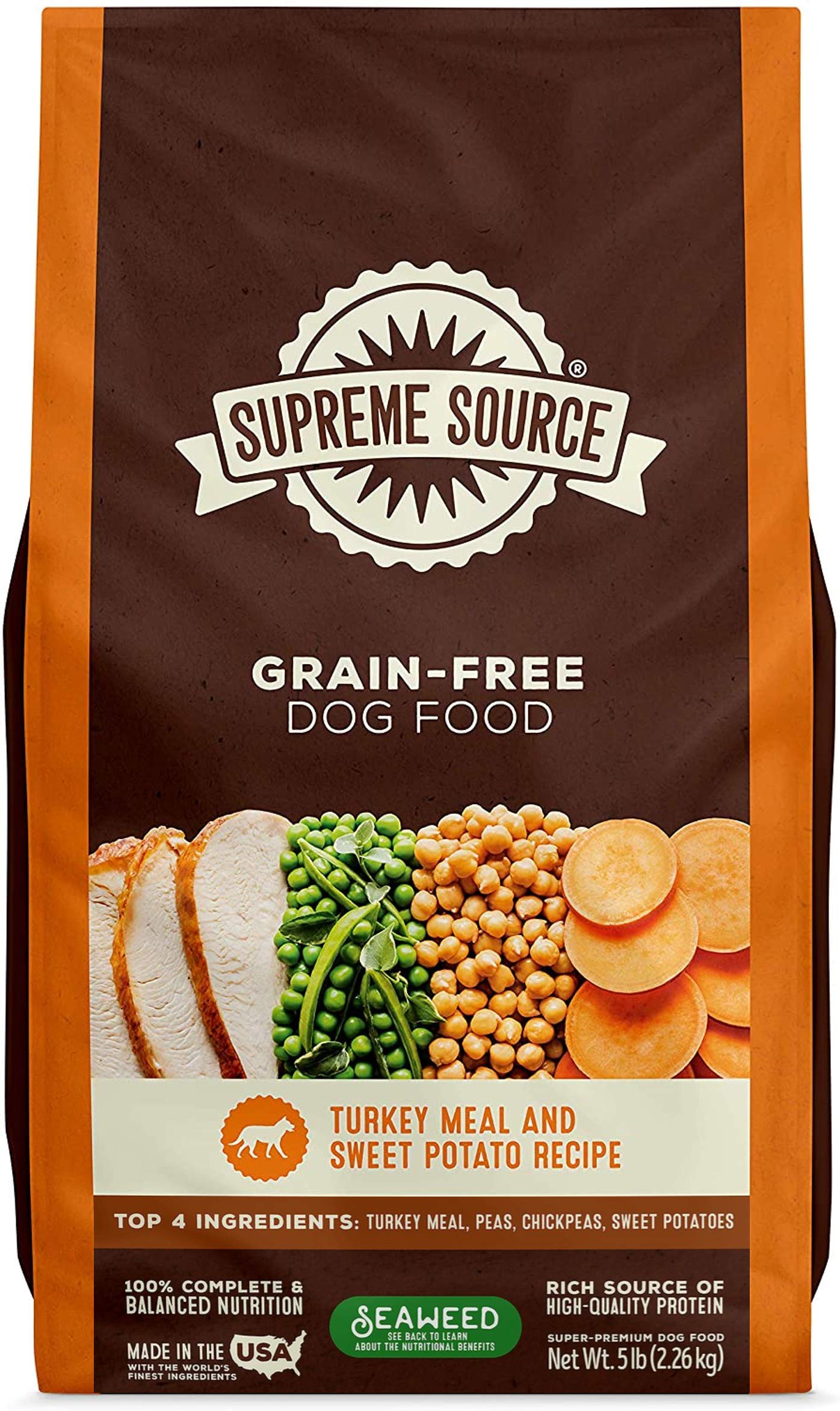 Supreme Source Grain Free Dry Dog Food, Turkey Meal & Sweet Potato Recipe, 5 Pound Bag