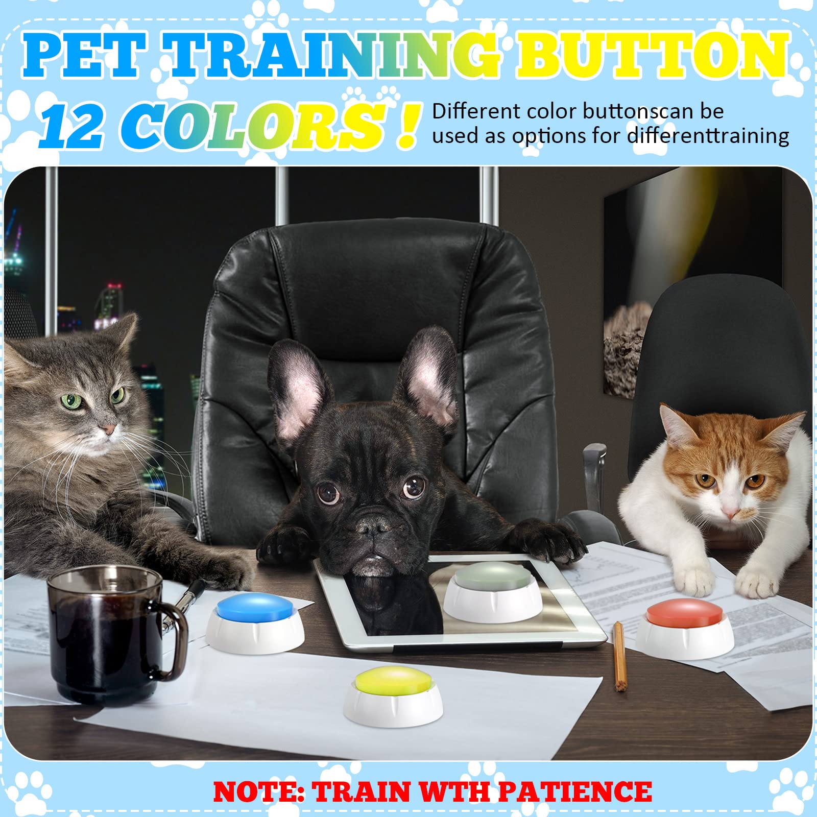 Chumia 12 Pcs Voice Recording Button, Dog Buttons For Communication 30 Second Record & Playback Pet Talking Training Buzzers Fun