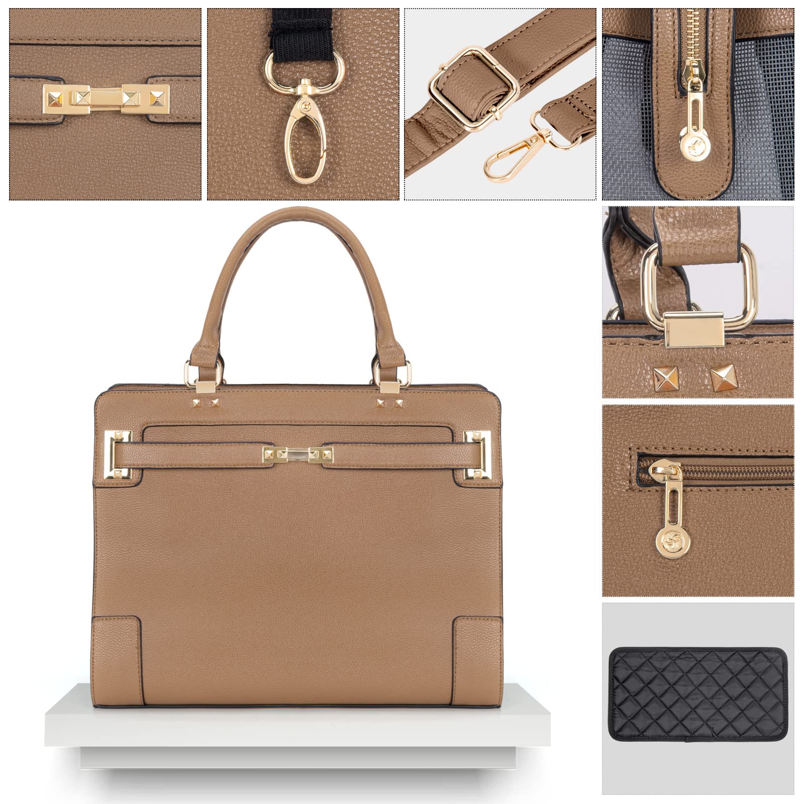 Fashion Pet Carrier Dog Cat Carrier Purse Soft-Sided Leather Handbag Pet Tote Bag For Small Dogs Puppy And Cats Tsa Airline Approved (Khaki)