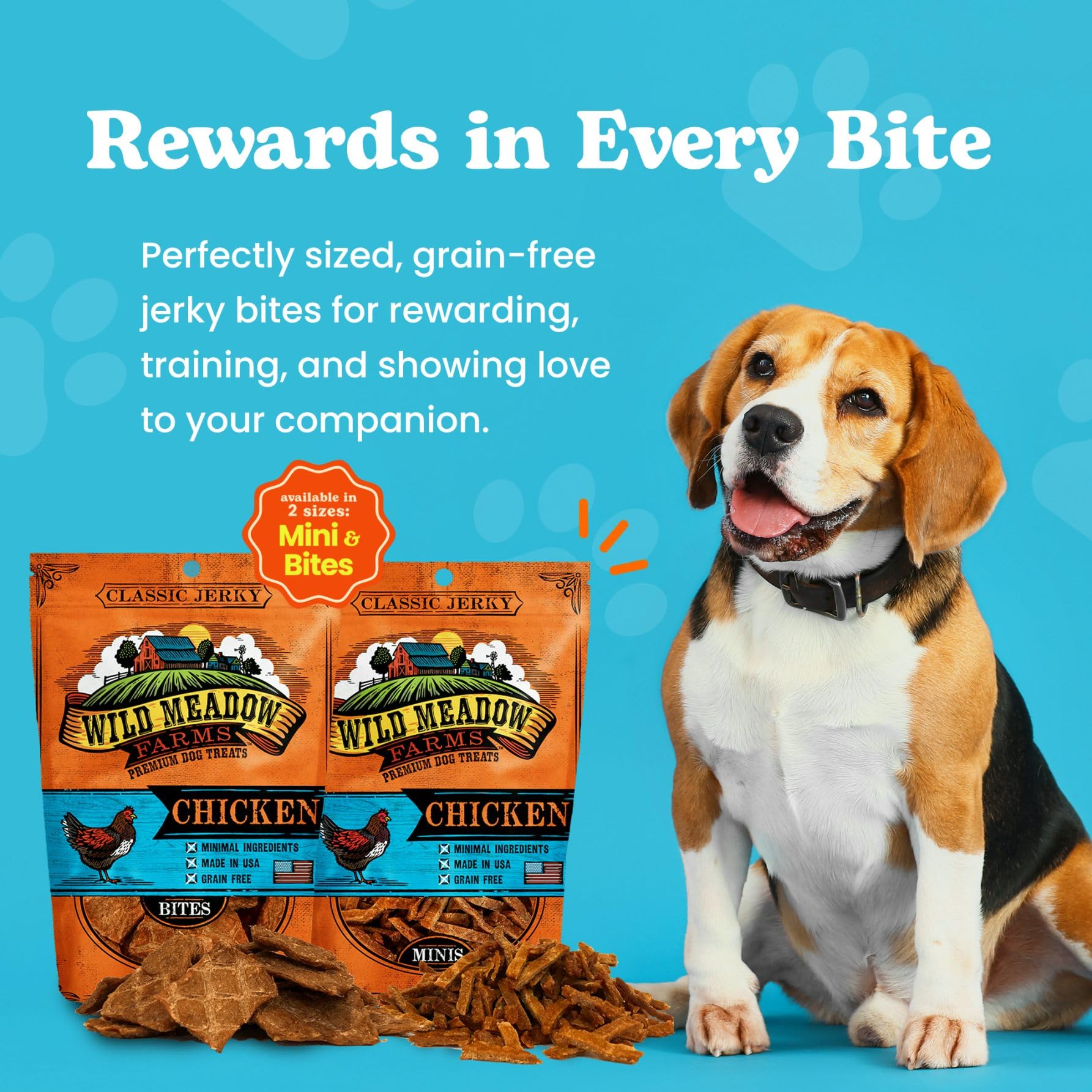 Wild Meadow Farms - Classic Chicken Bites, Soft Jerky Treats for Dogs, Grain-Free & All-Natural, Ideal for Training, Portioning,