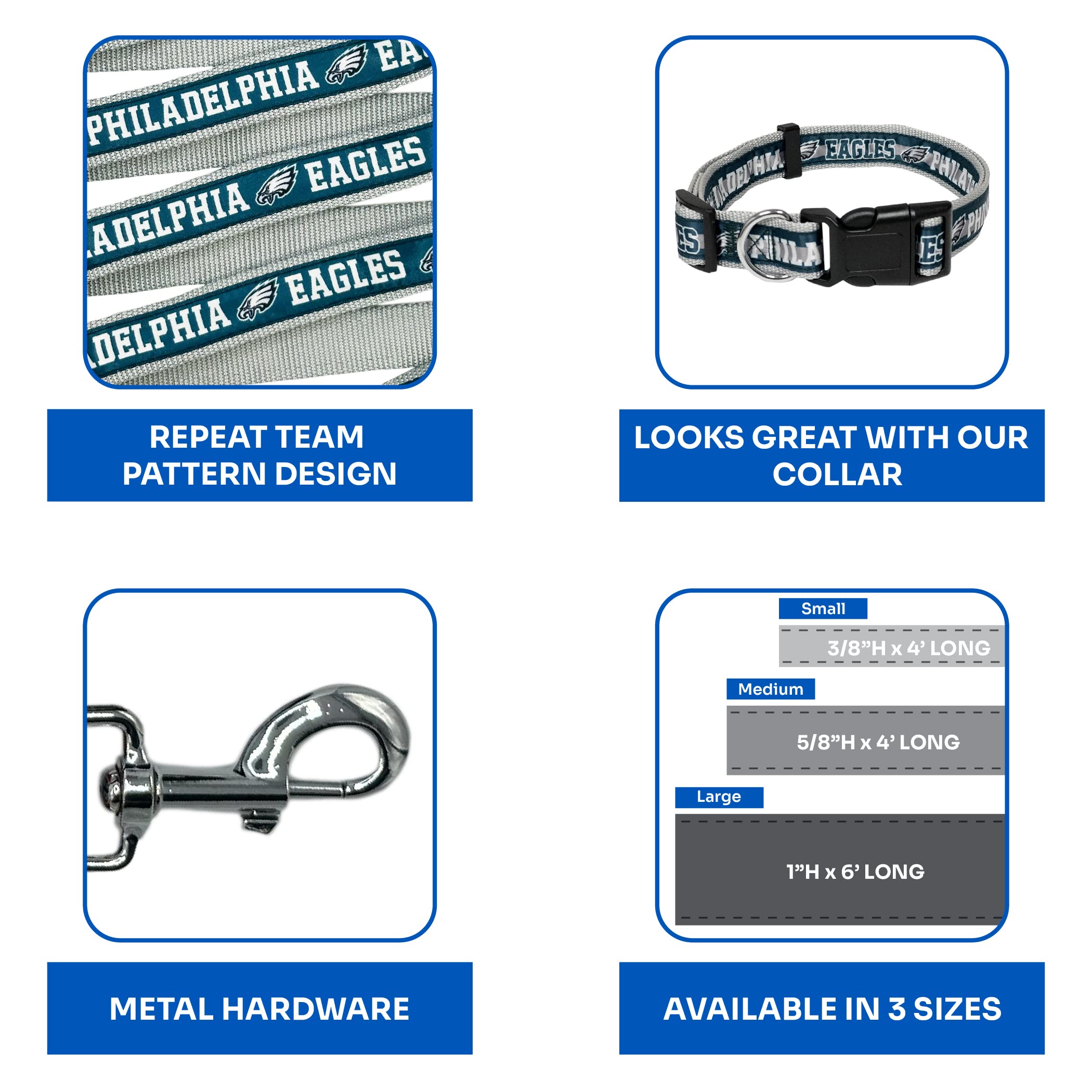 Nfl Pet Leash Philadelphia Eagles Dog Leash, Large Football Team Leash For Dogs & Cats. A Shiny & Colorful Cat Leash & Dog Leash