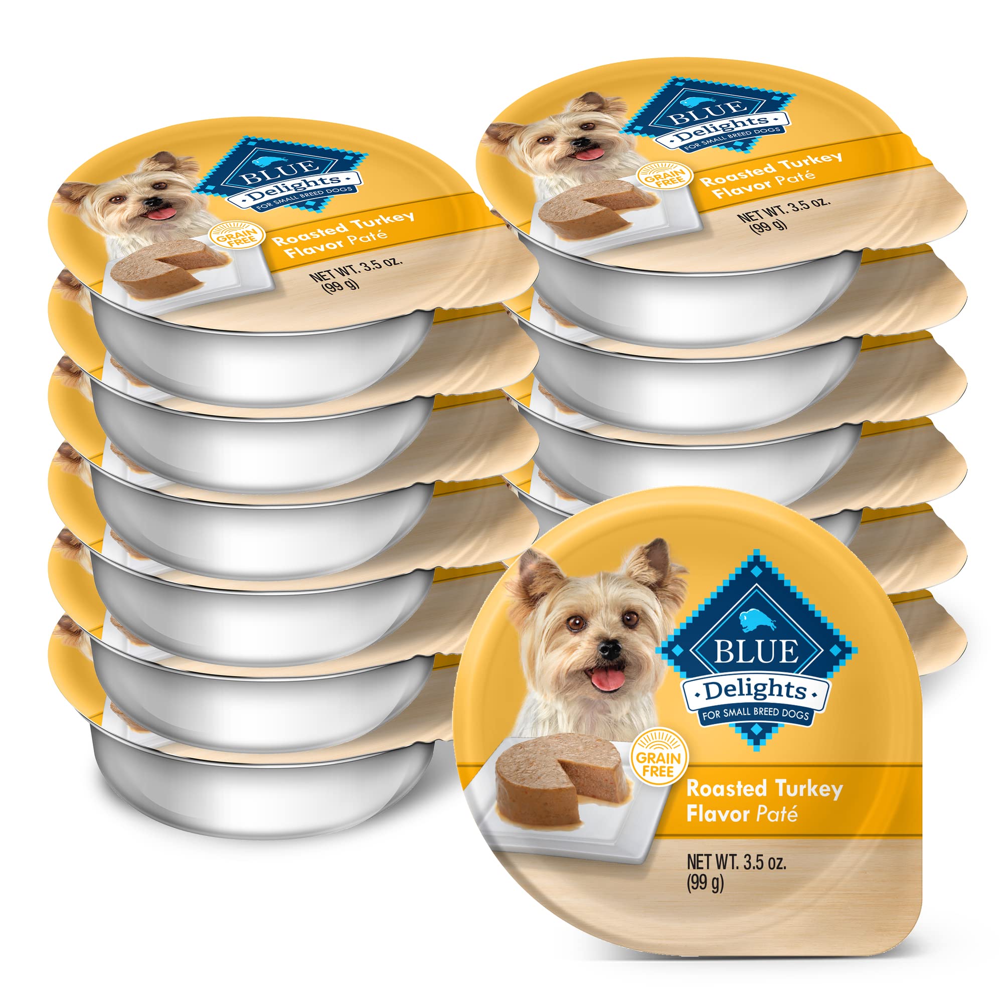 Blue Buffalo Delights Wet Dog Food Cups, Roasted Turkey Flavor, 3.5 oz (Pack of 12)