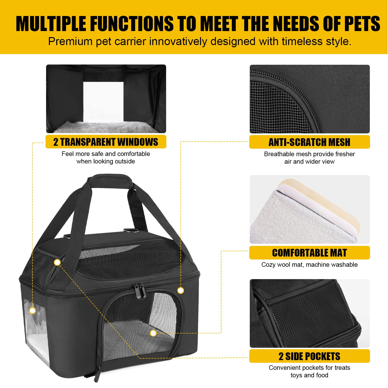 Large Cat Carrier Pet Carrier, Oeko-Tex Certified Soft Side Pet Carrier For Cat, Small Dog, Collapsible Travel Small Dog Carrier, Tsa Airline Approved Cat Carrier For Cats 20 Lb,Pink