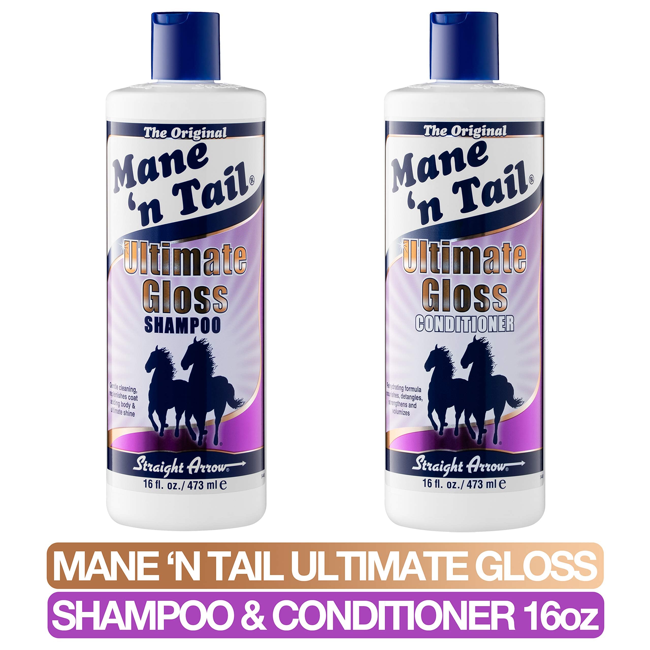 Mane 'n Tail Ultimate Gloss Combo Set (16 Oz) - Shampoo & Conditioner for Long-Lasting Shine, Softness, and Volume for Horses' C
