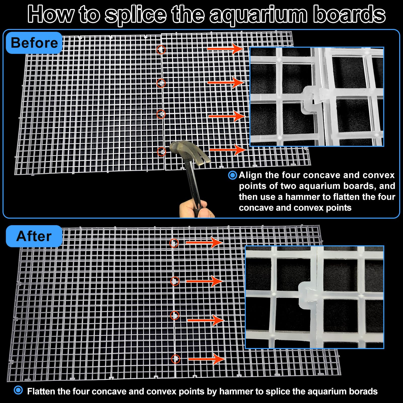 Weramics Adjustable Aquarium Fish Tank Divider Filter Bottom Plastic Grid Fish Tank Isolation Board Plastic Egg Crate Tray(White