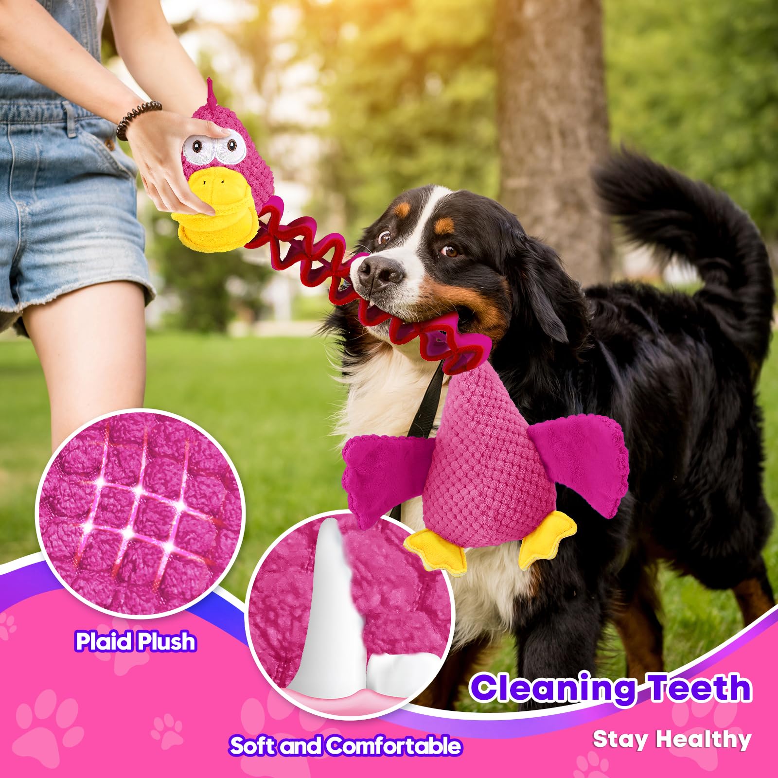 Foxyyds Puppy Toys,Dog Toys For Aggressive Chewers,Retractable Tug Of War Dog Toy,Durable Chewing Squeaky Dog Toy,Small Medium L