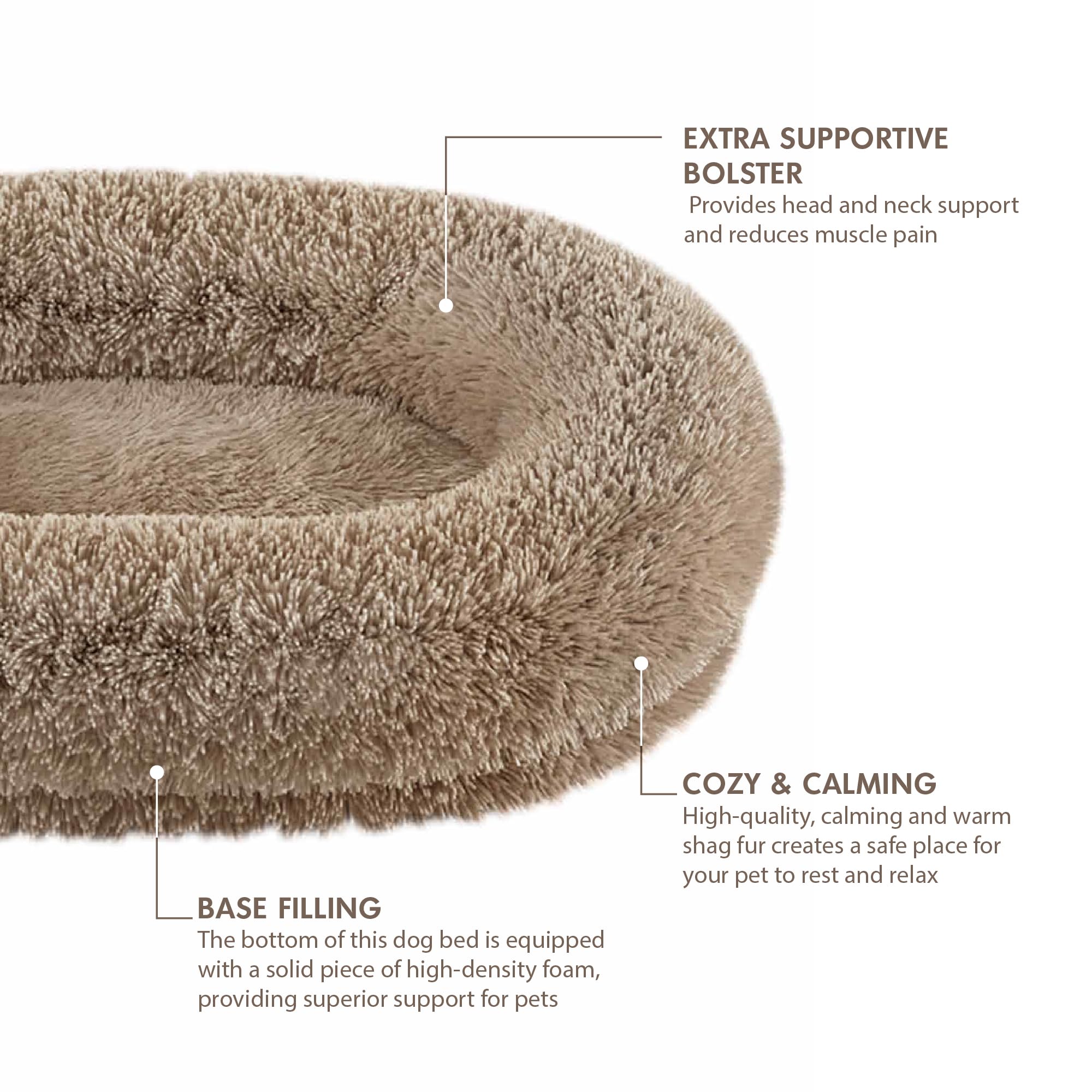 Cozzze Orthopedic Calming Dog Bed for Large Dogs, Anti Anxiety Pet Beds with Supportive Foam, Removable Washable Oval Pets Couch