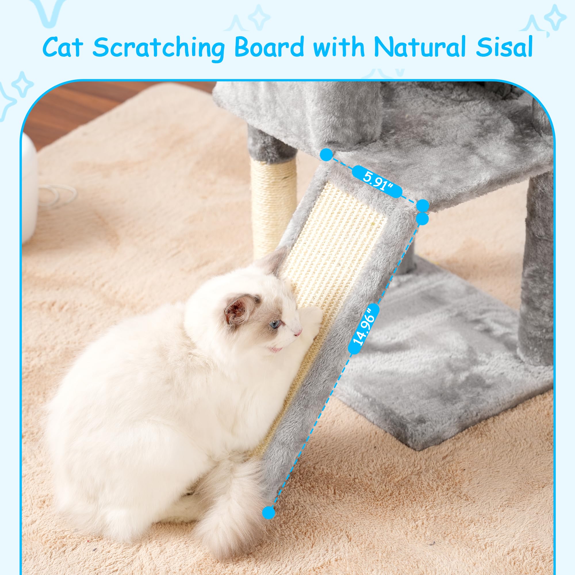 Hey-Brother Cat Tree, 42.5-Inches Cat Tower For Indoor Cats, Plush Multi-Level Kitten Cat Condo With Scratching Post,Ramp, Baske