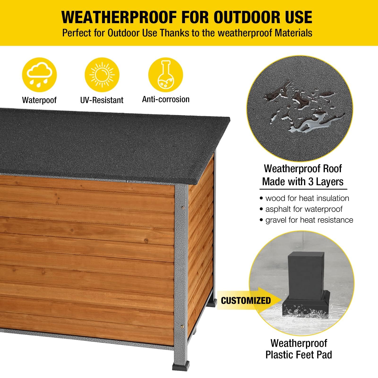 Aivituvin Dog House Outdoor & Indoor Wooden Dog Kennel For Winter With Raised Feet Weatherproof For Small & Medium & Large Dogs,