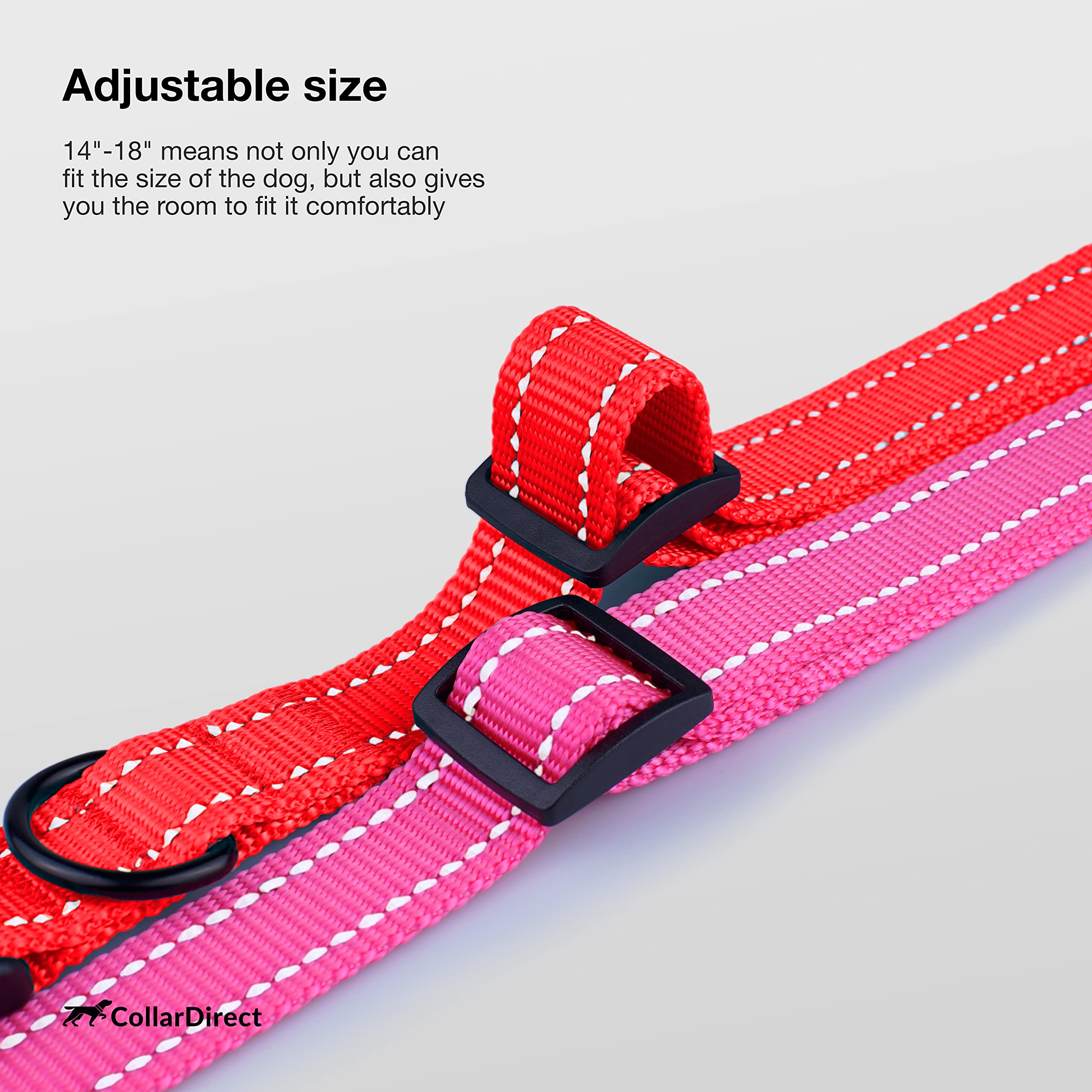 Collardirect Reflective Dog Collar For A Small, Medium, Large Dog Or Puppy With A Quick Release Buckle - Boy And Girl - Nylon Suitable For Swimming (14-18 Inch, Coral)