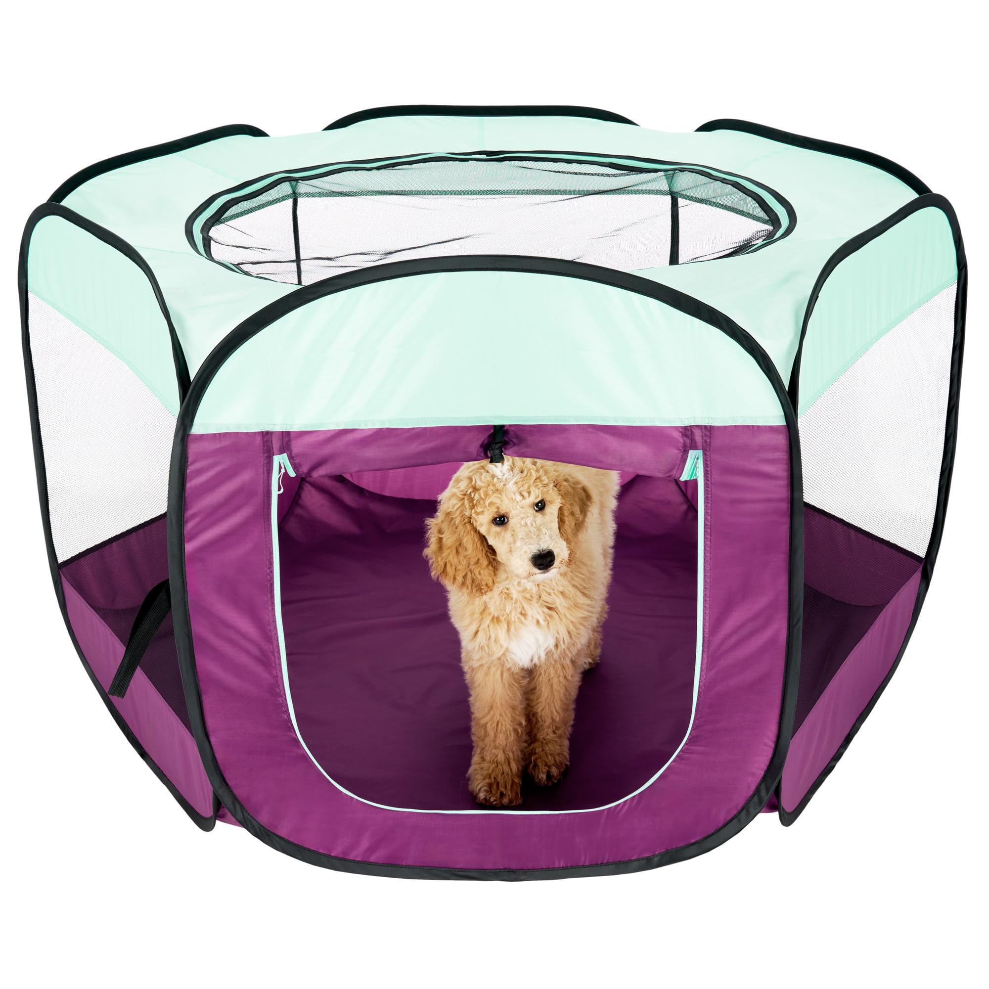 Furhaven Portable Dog Playpen Cat Tent, Pet Playground/Kennel Foldable Indoor Outdoor Zippered Puppy Crate - Purple, Extra Large