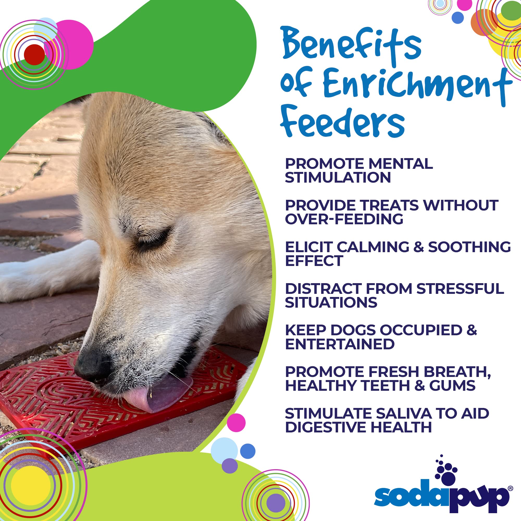 SodaPup Love eMat - Durable Lick Mat Feeder Made in USA from Non-Toxic, Pet-Safe, Food Safe Rubber for Mental Stimulation, Avoid